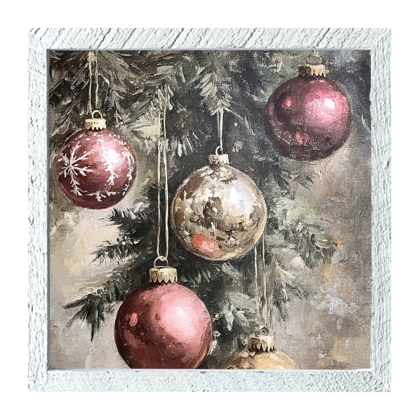Ornaments on a Pine Branch - Framed art