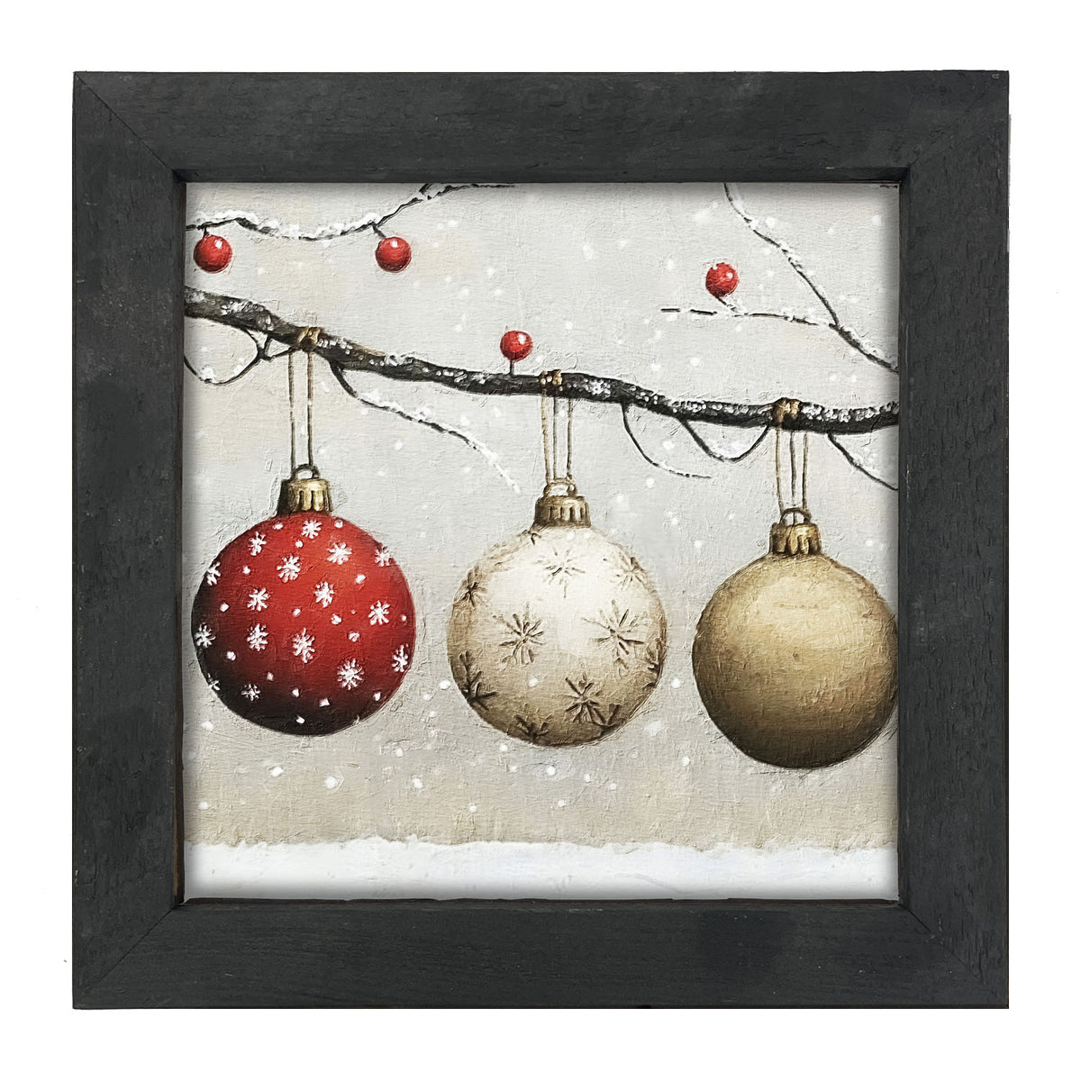 Snowy Ornaments - Framed Art