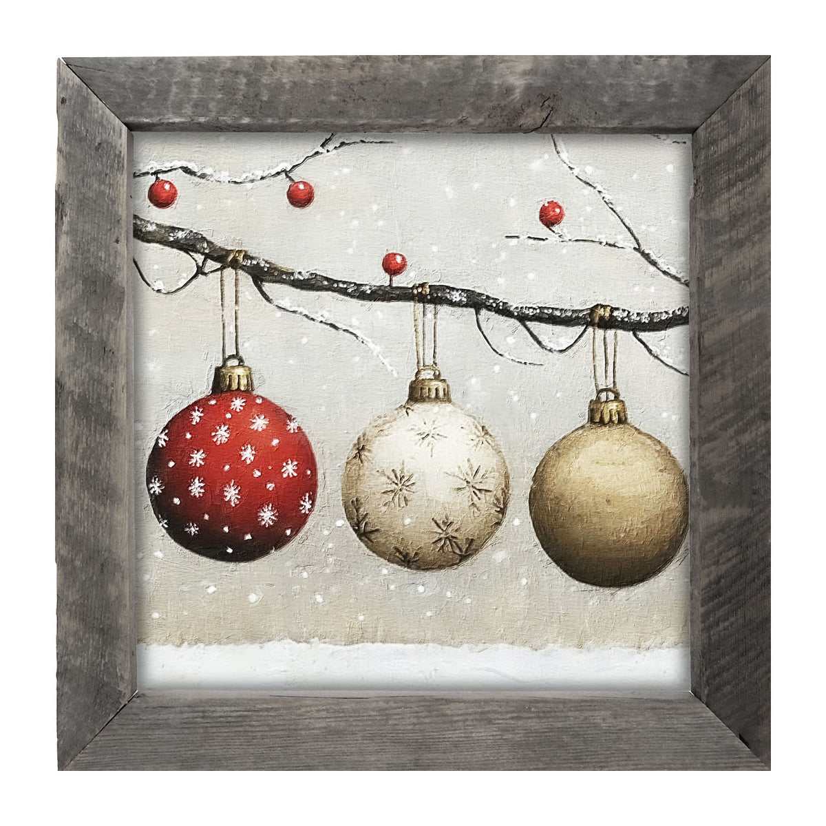 Snowy Ornaments - Framed Art