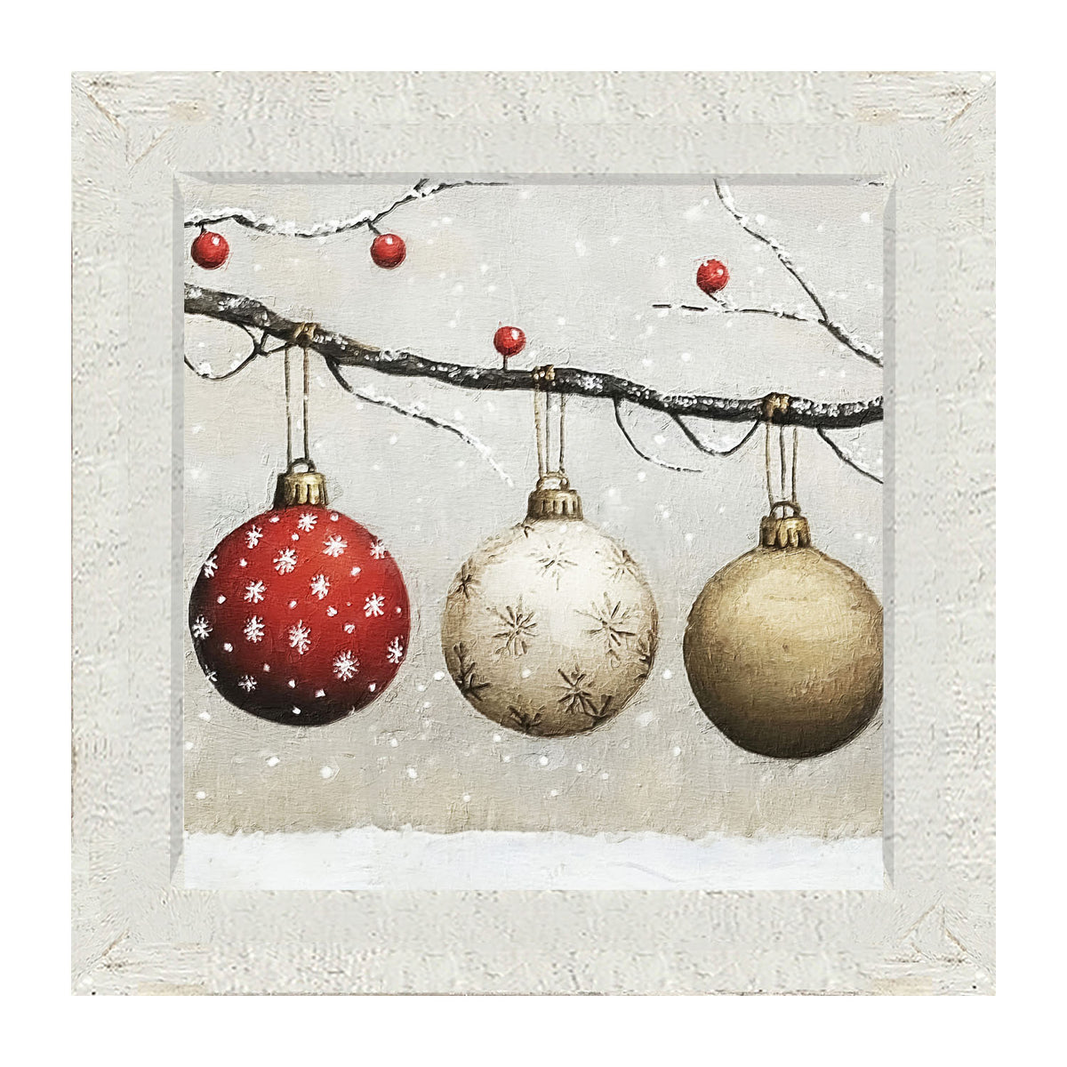 Snowy Ornaments - Framed Art