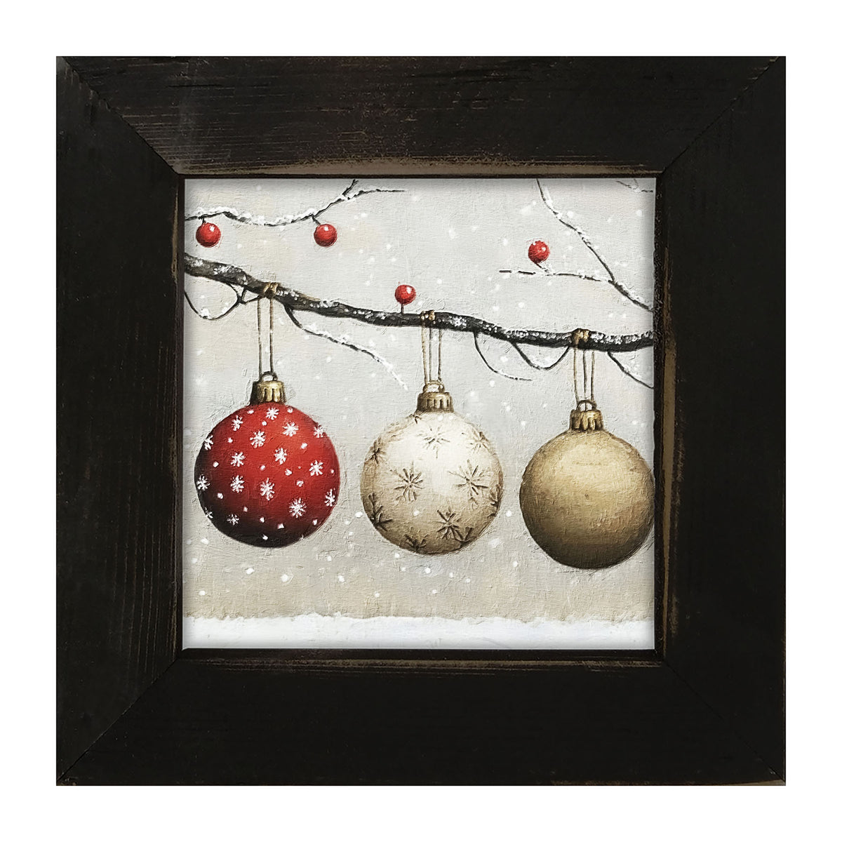 Snowy Ornaments - Framed Art