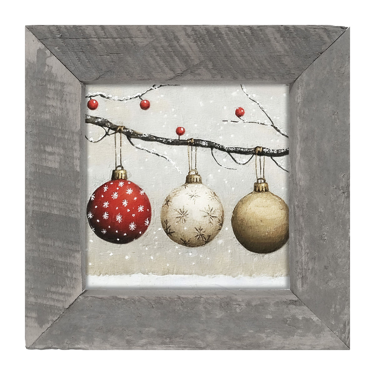 Snowy Ornaments - Framed Art