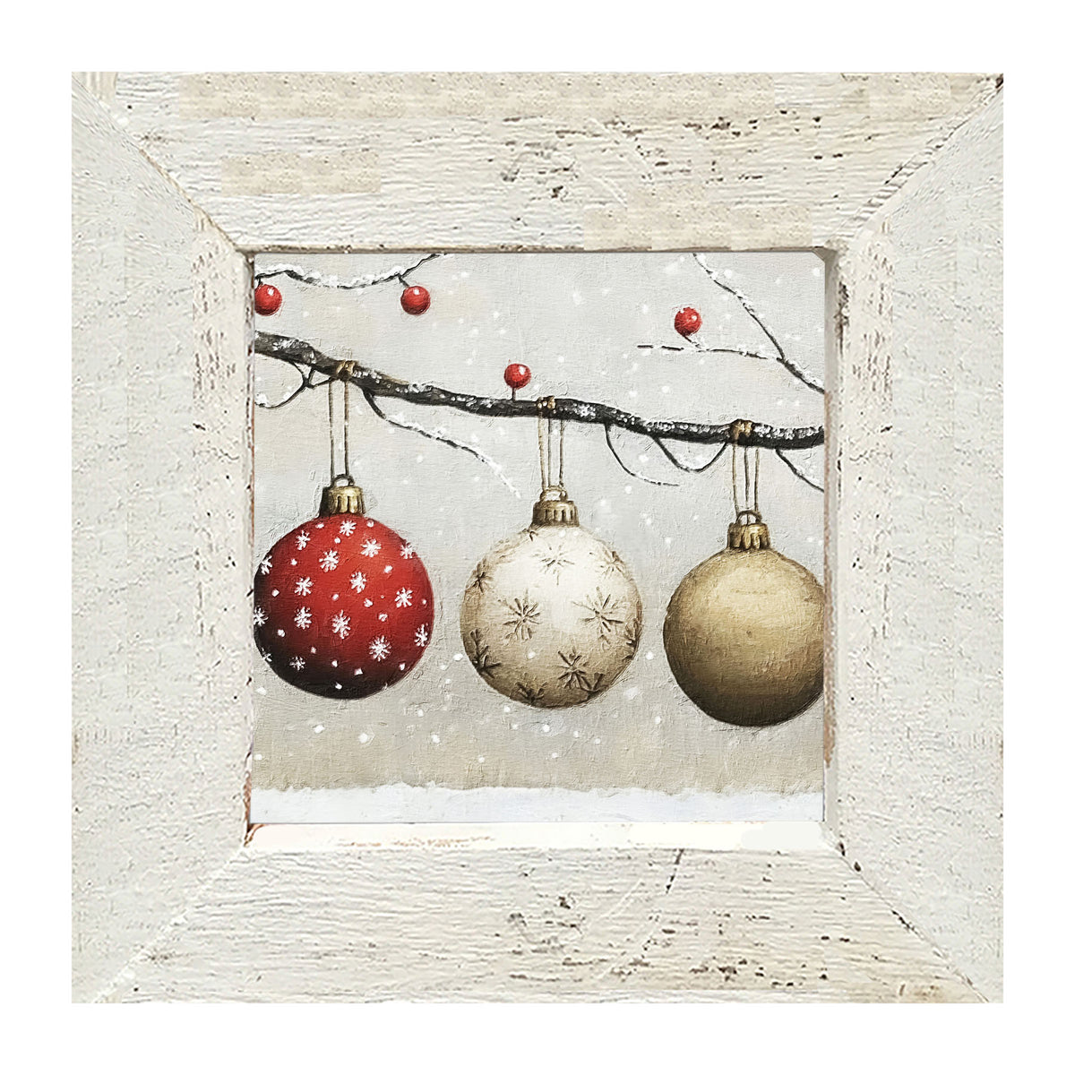 Snowy Ornaments - Framed Art