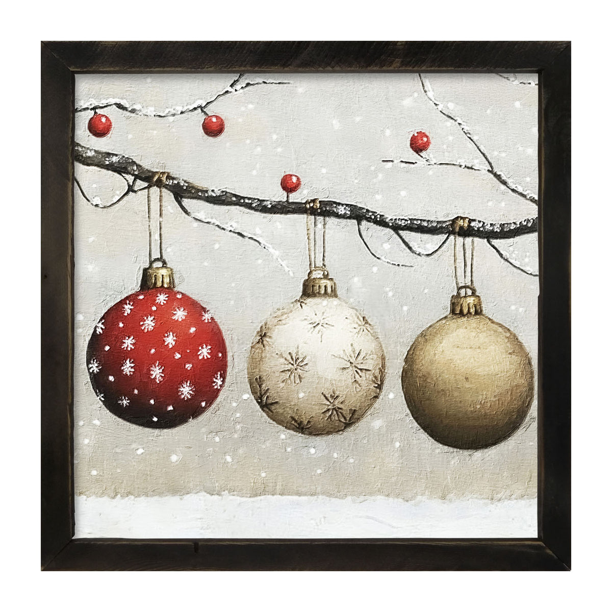 Snowy Ornaments - Framed Art