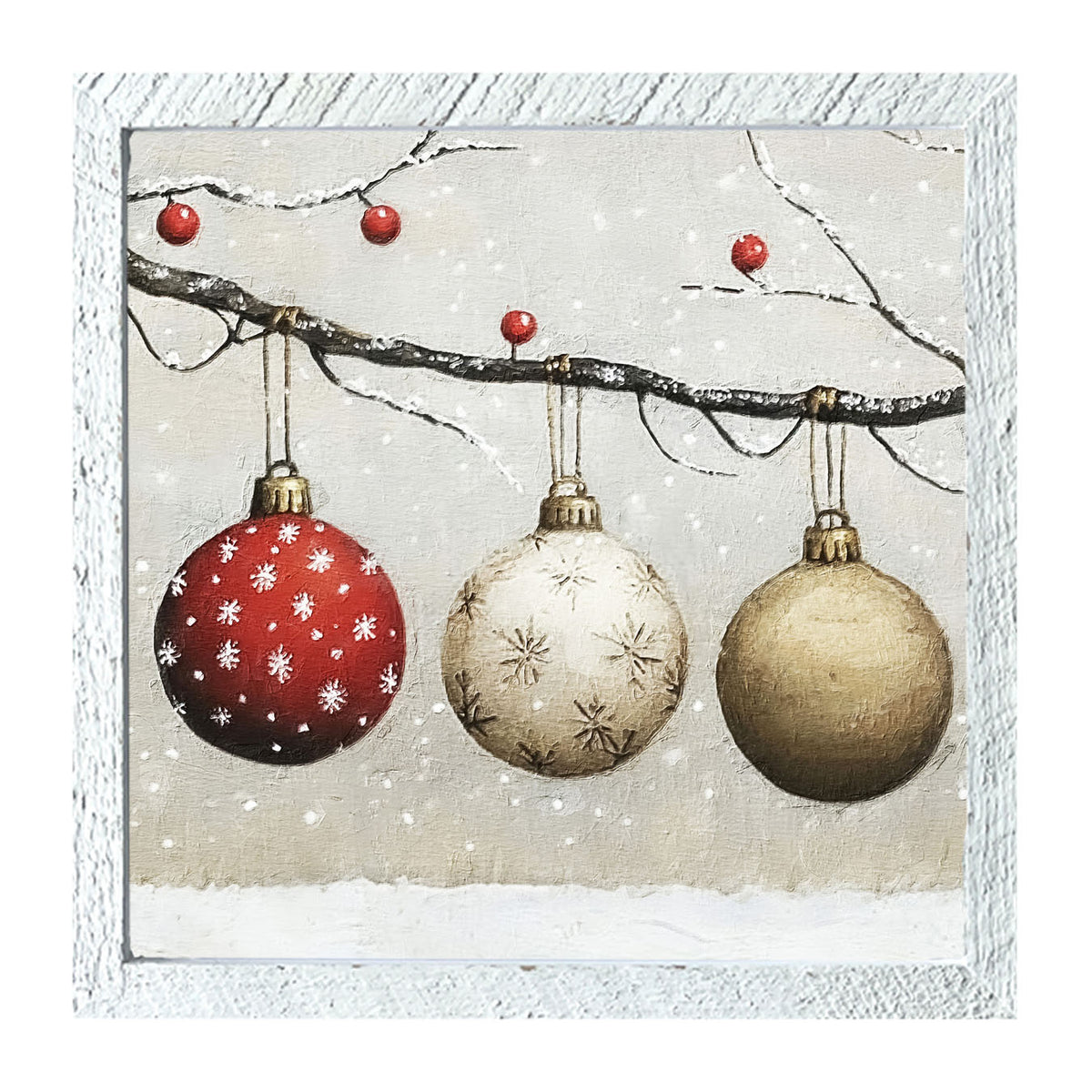 Snowy Ornaments - Framed Art