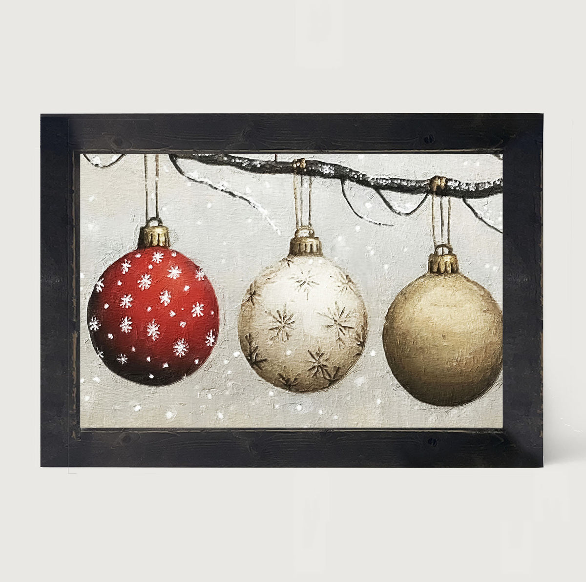 Snowy Ornaments - Framed Art
