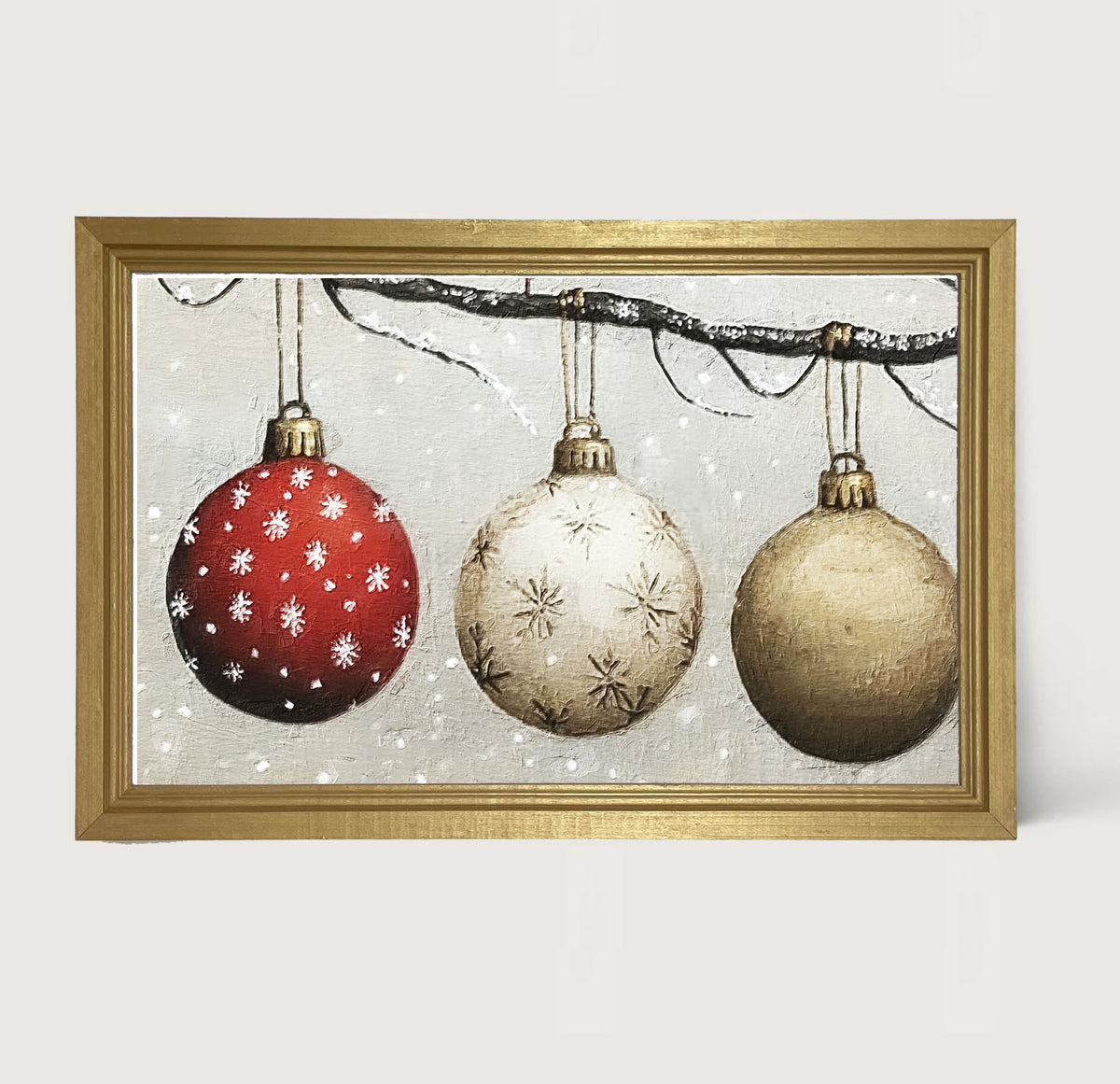 Snowy Ornaments - Framed Art