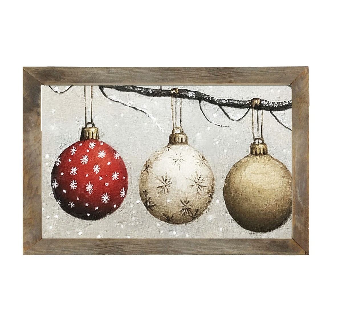 Snowy Ornaments - Framed Art
