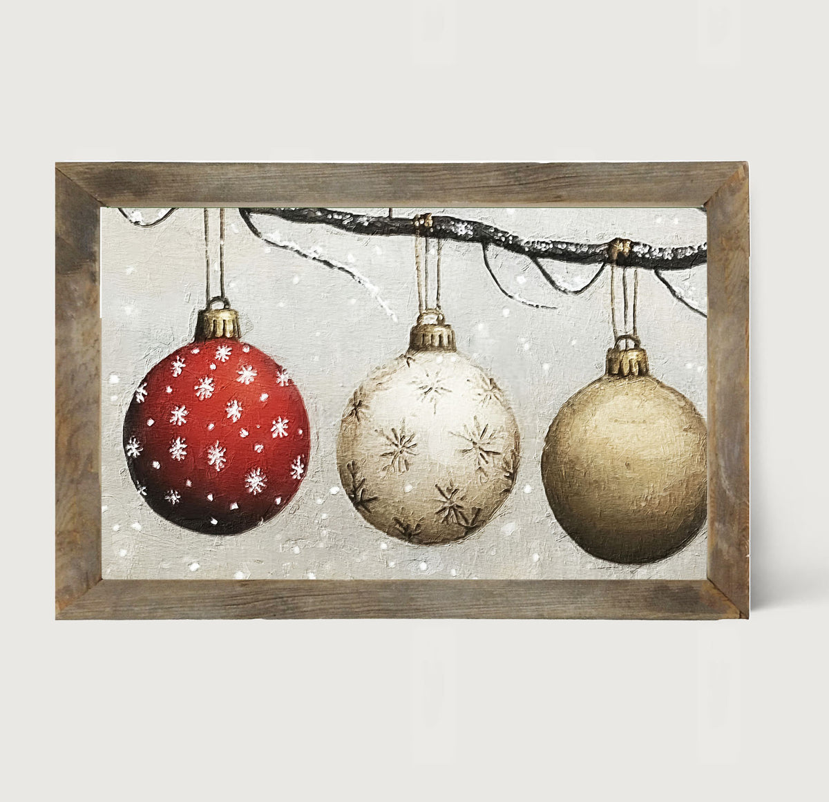 Snowy Ornaments - Framed Art
