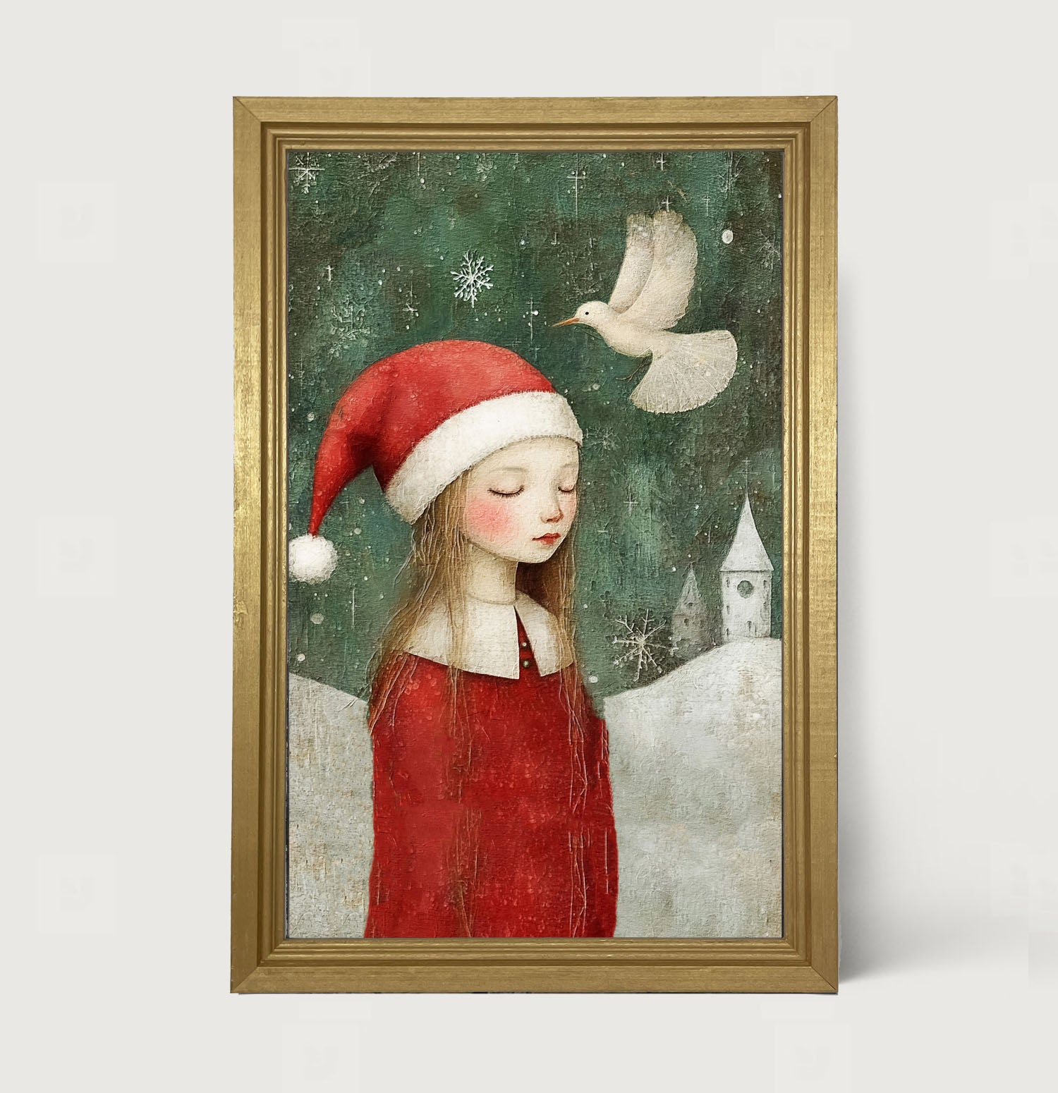 Christmas girl with dove