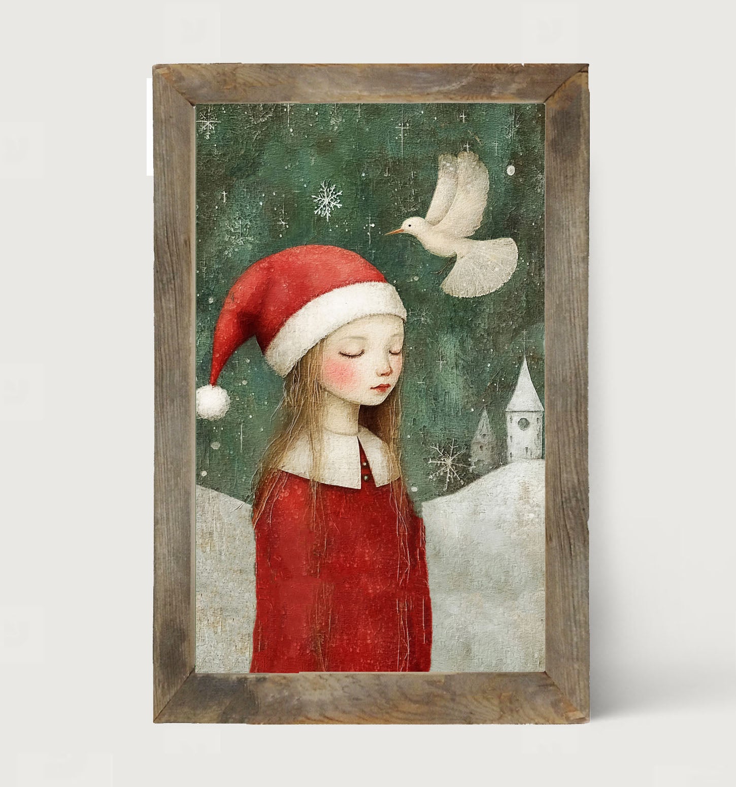 Christmas girl with dove