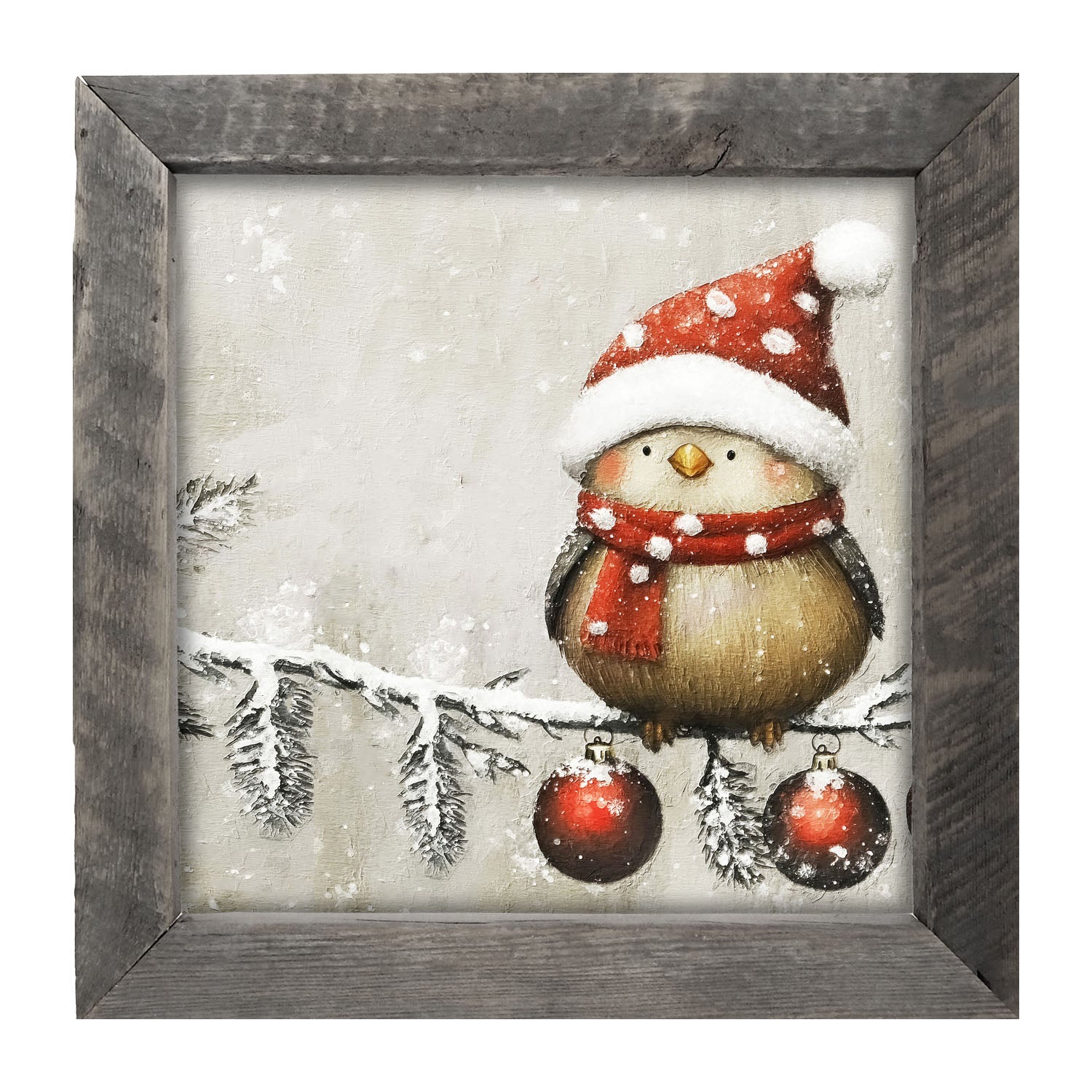 Christmas bird with Ornaments - Framed Art