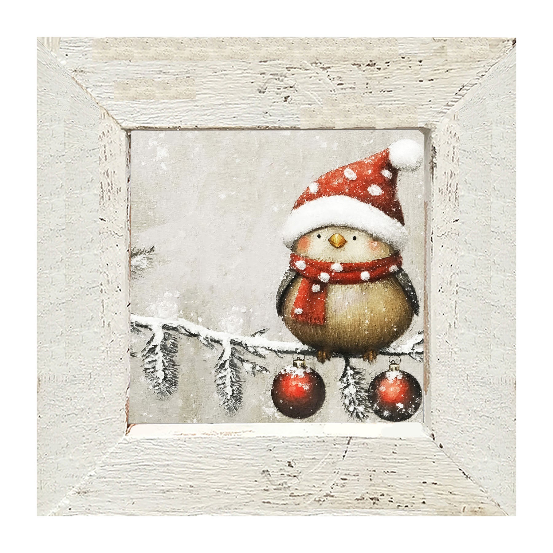 Christmas bird with Ornaments - Framed Art