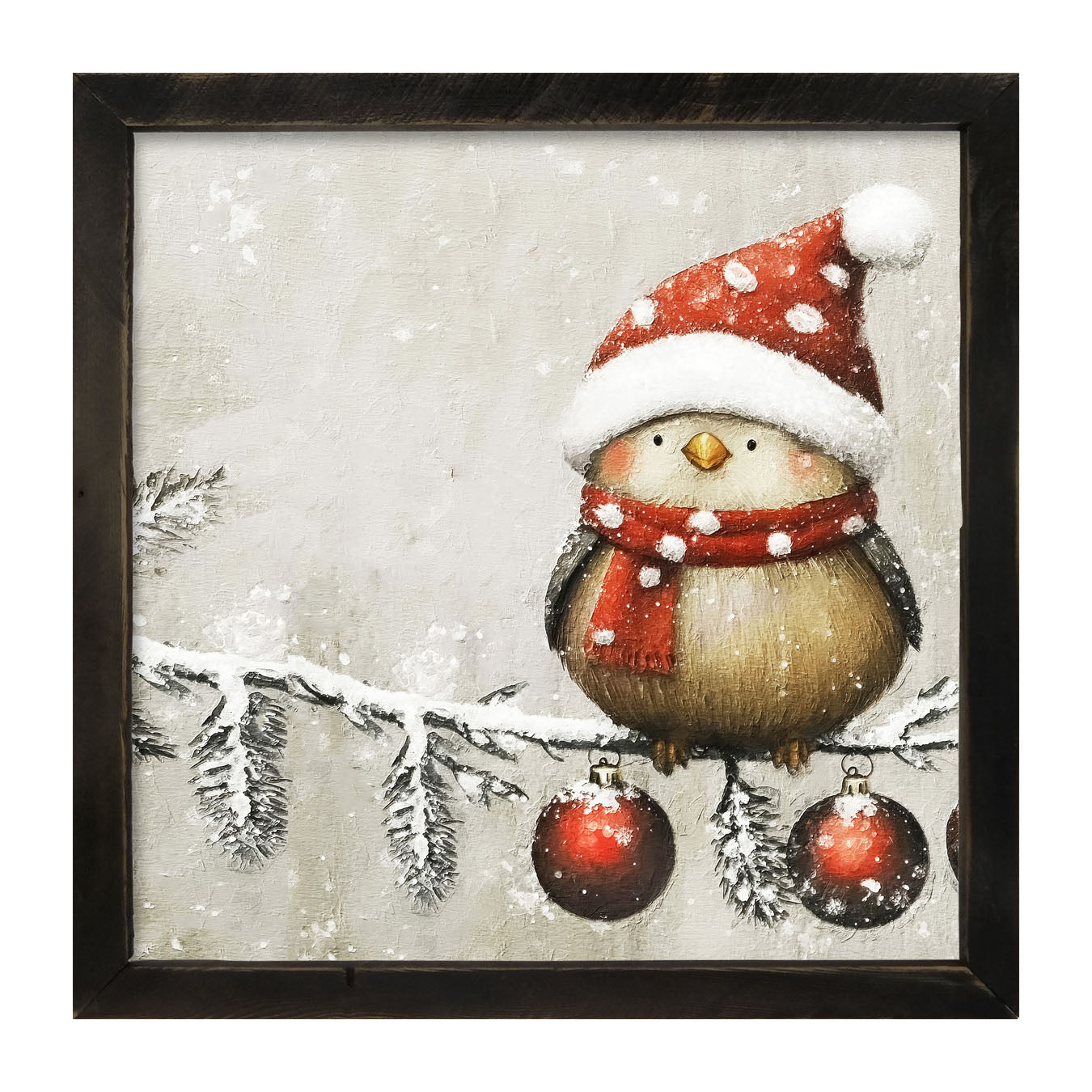 Christmas bird with Ornaments - Framed Art
