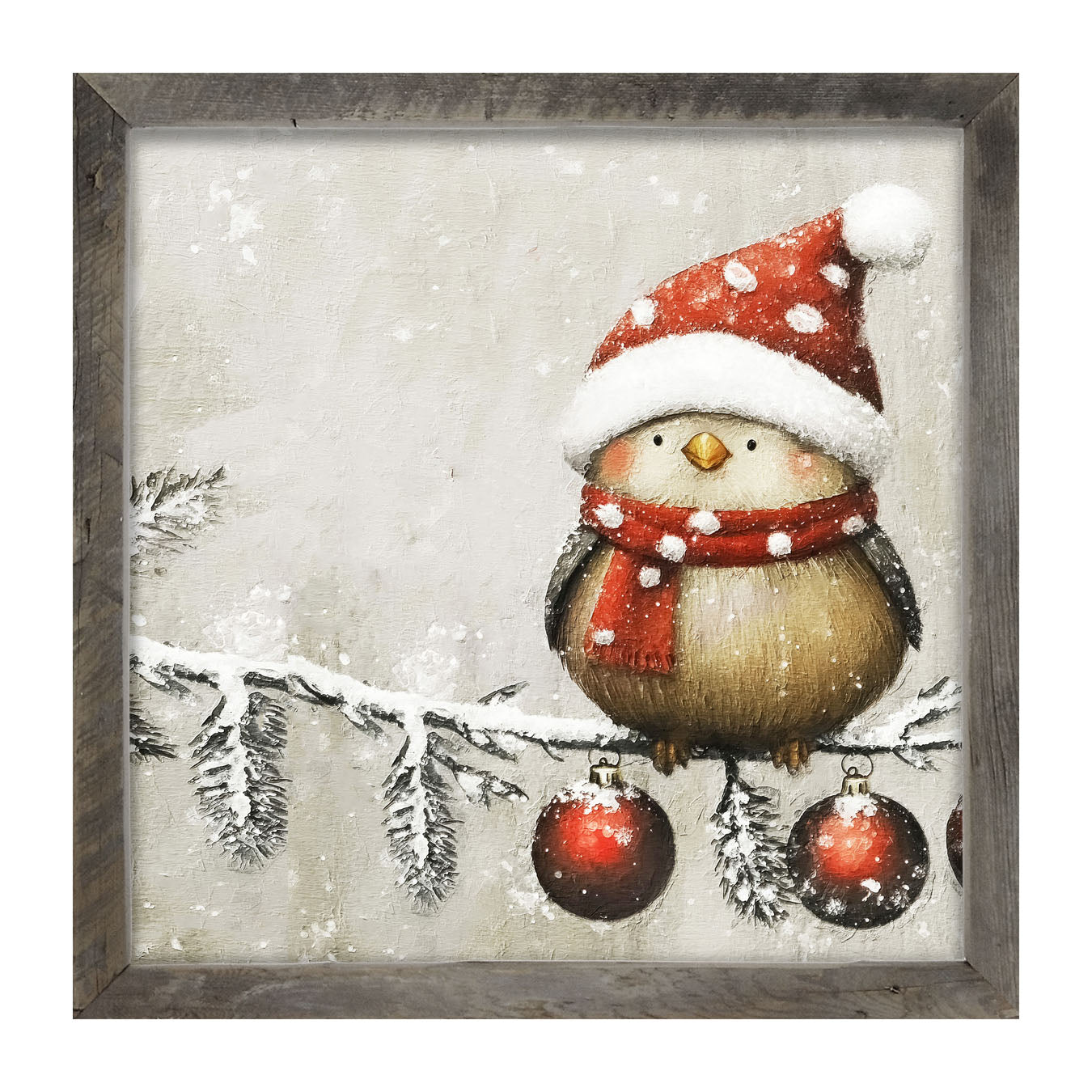 Christmas bird with Ornaments - Framed Art