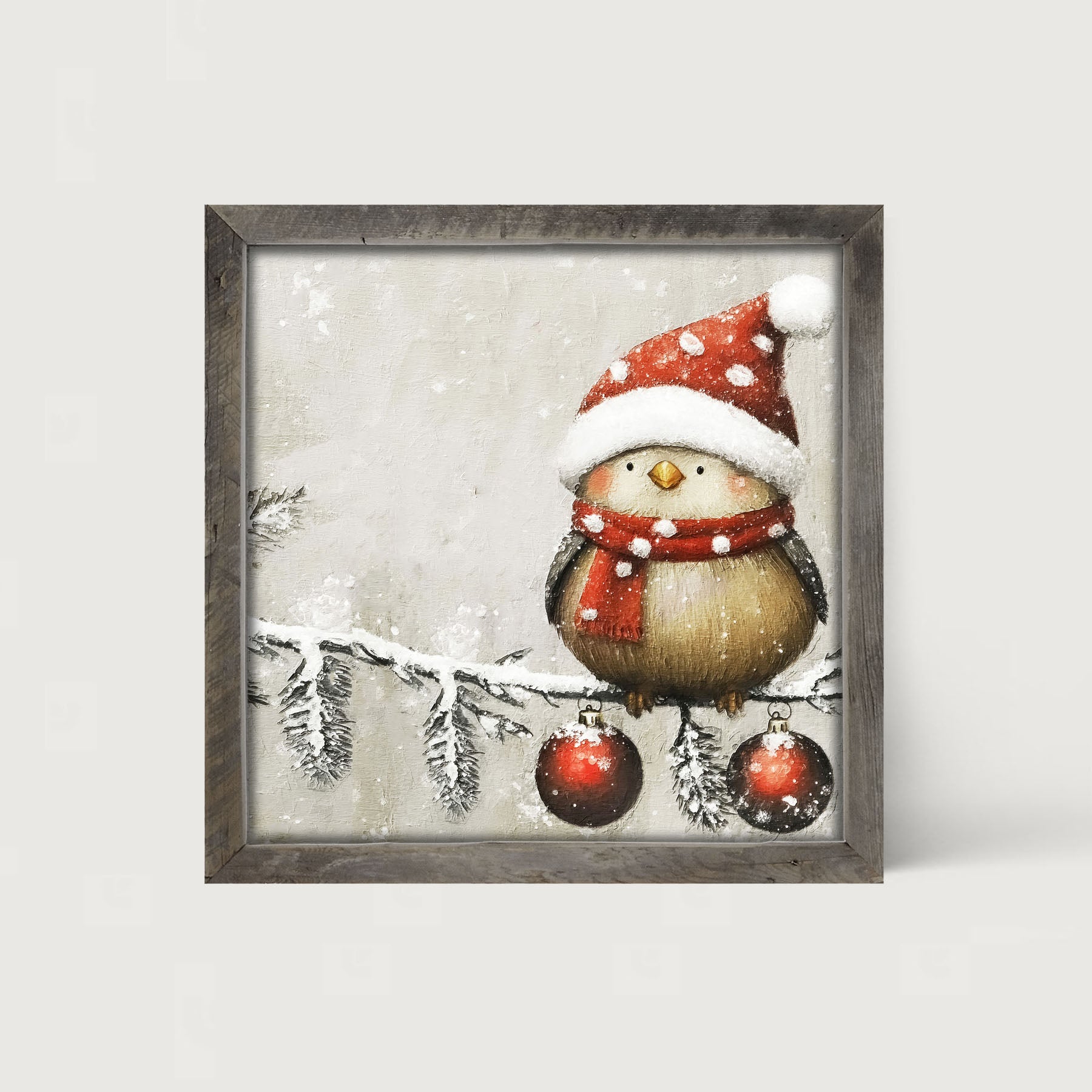 Christmas bird with Ornaments - Framed Art