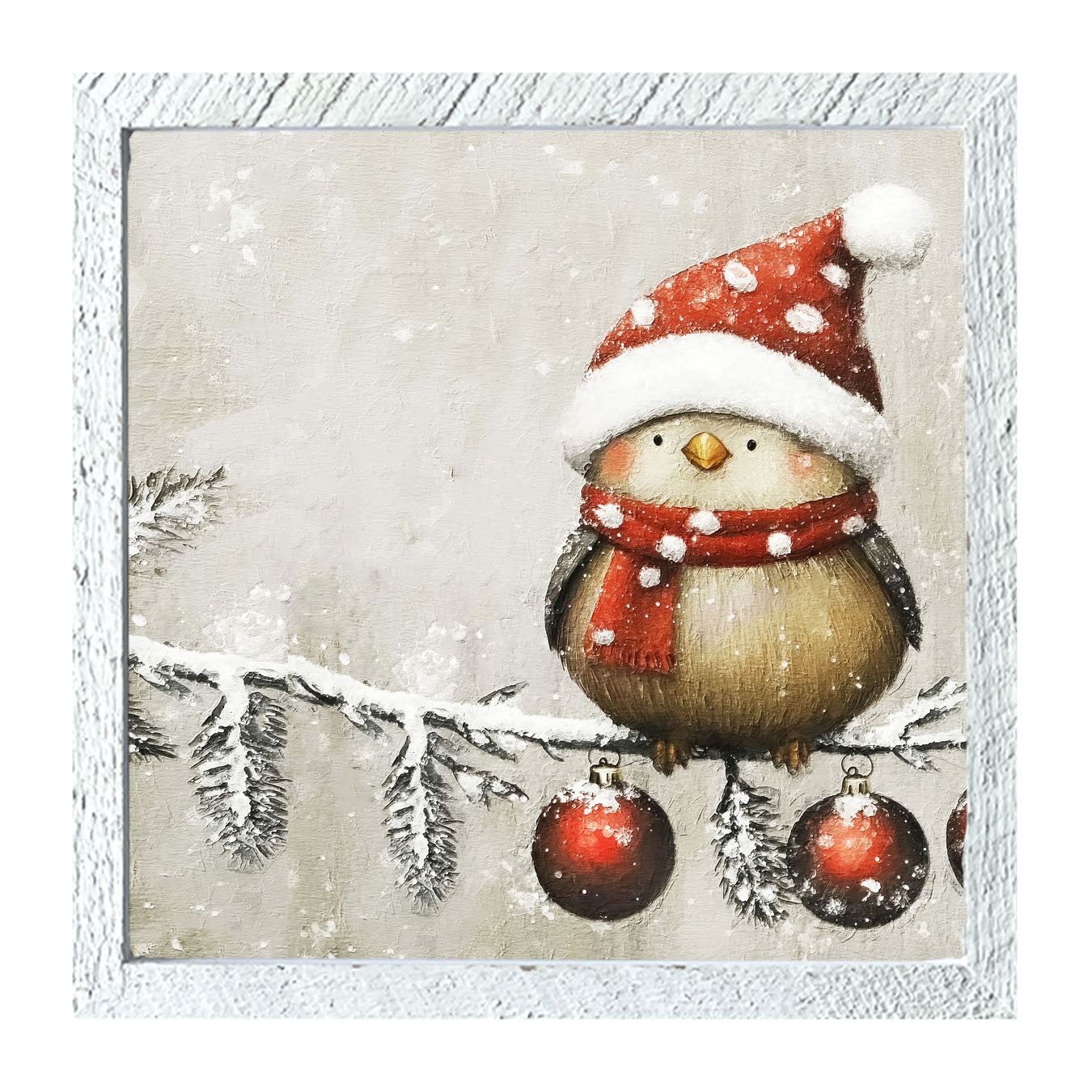 Christmas bird with Ornaments - Framed Art