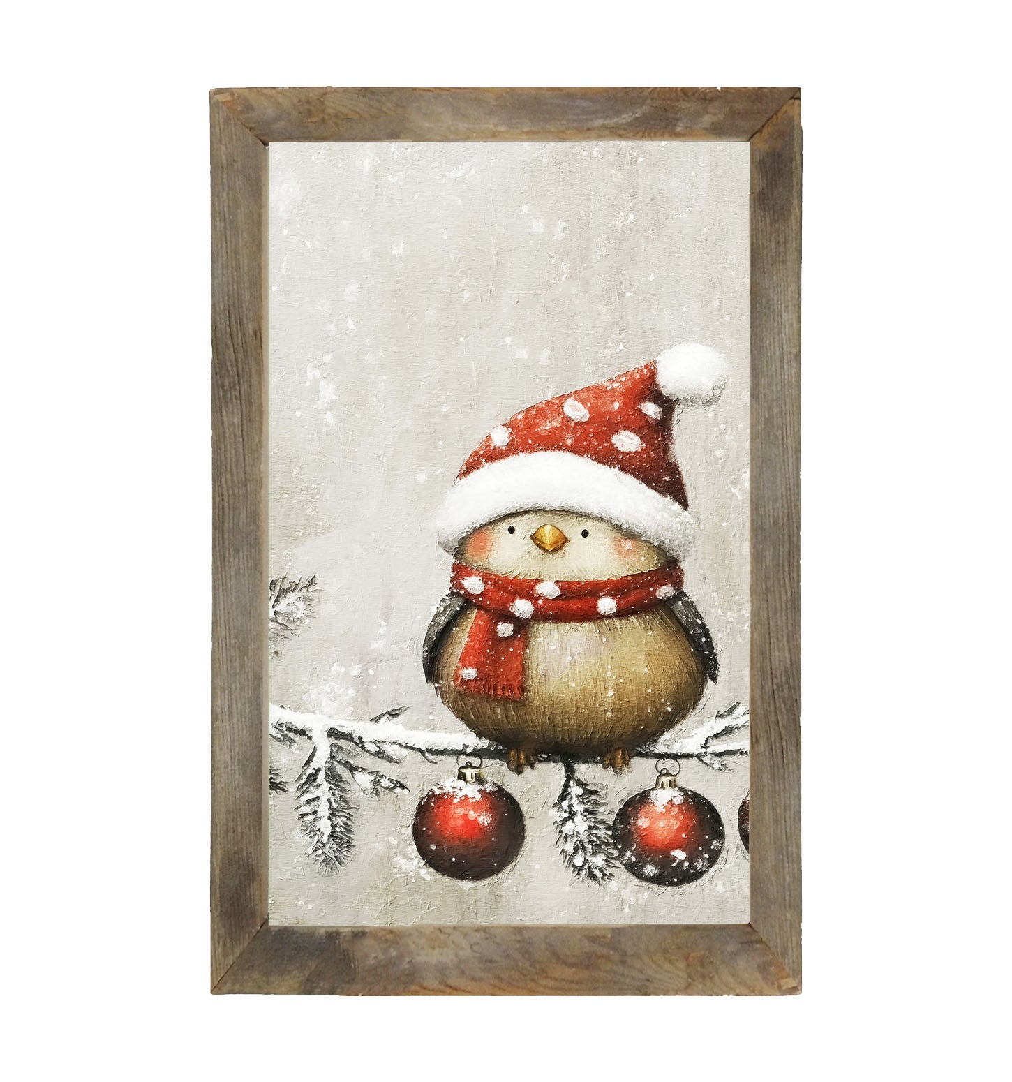 Christmas bird with Ornaments - Framed Art