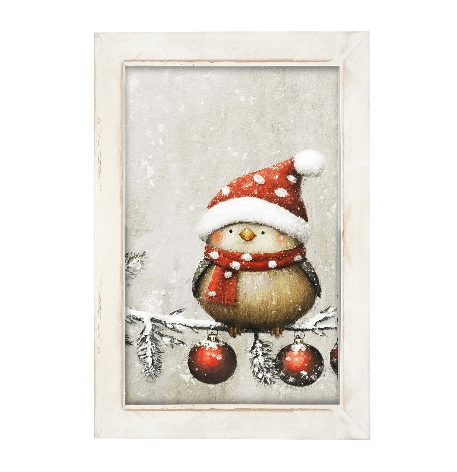 Christmas bird with Ornaments - Framed Art