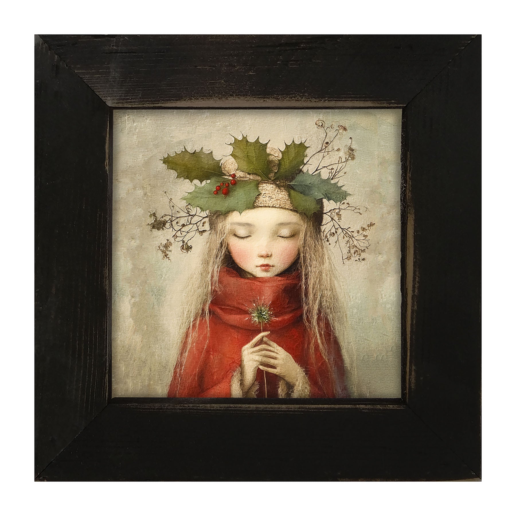 Rustic Christmas girl - Framed Art