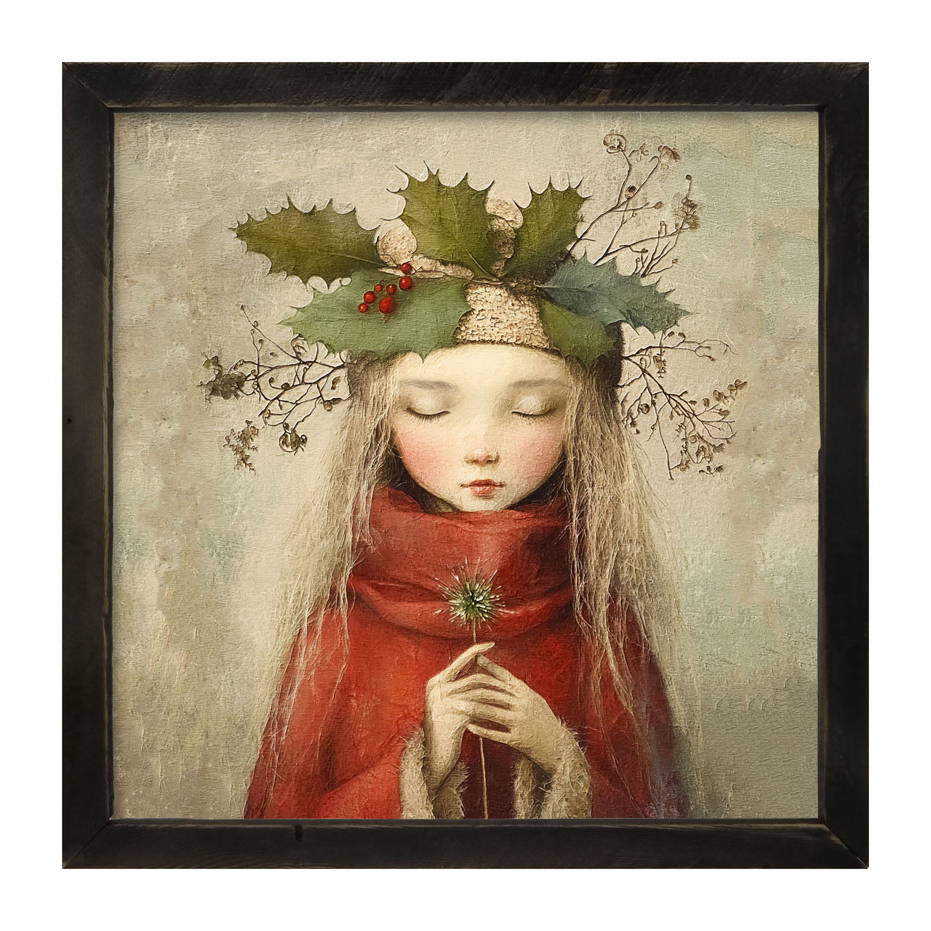 Rustic Christmas girl - Framed Art