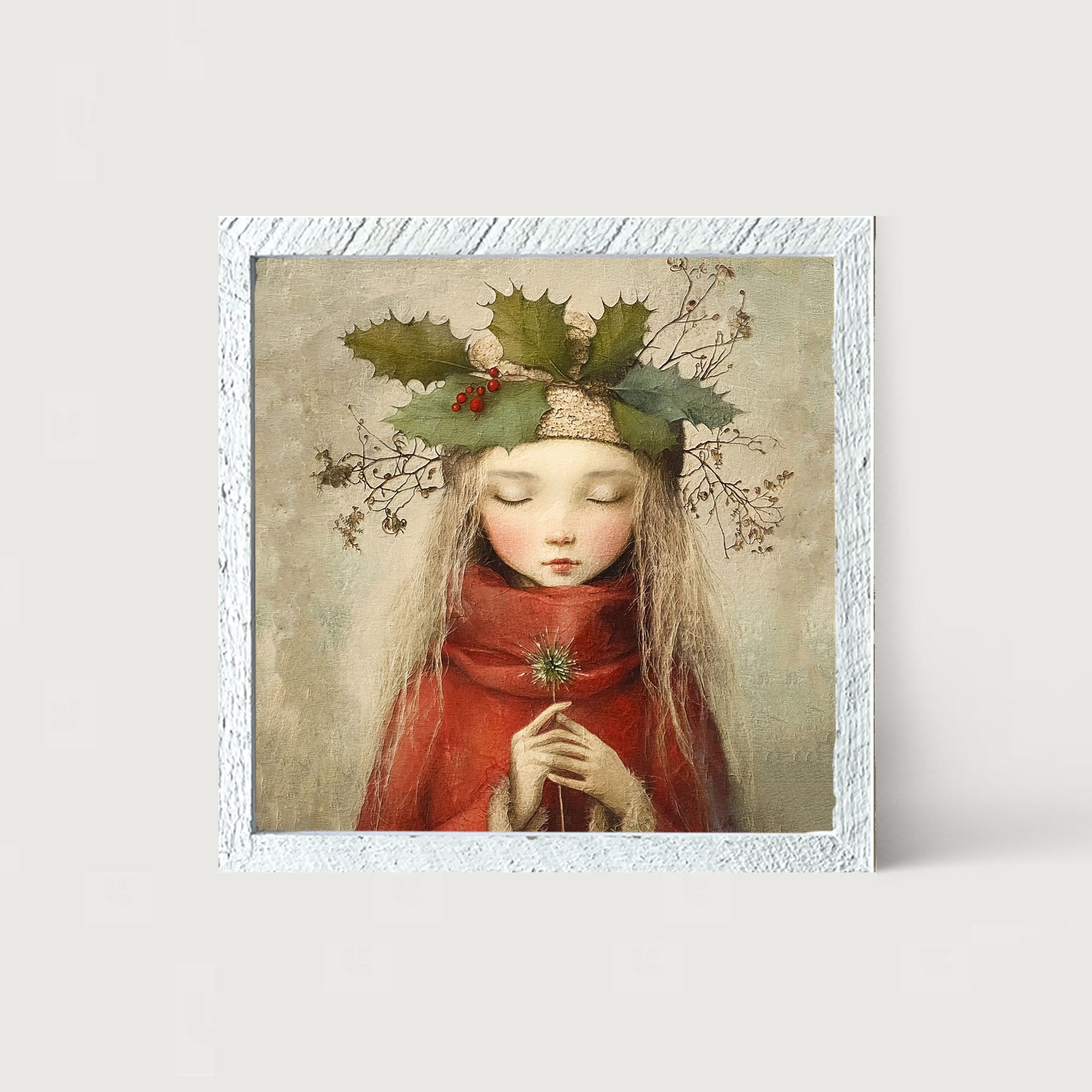Rustic Christmas girl - Framed Art