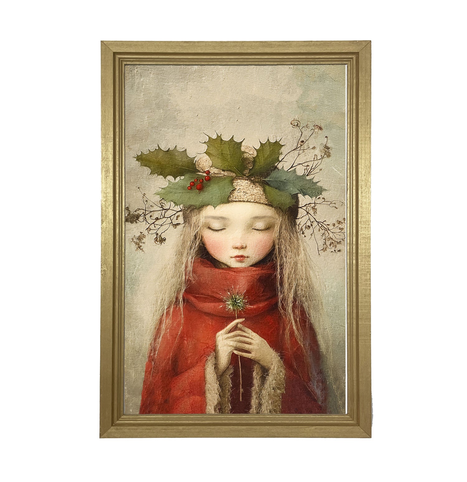 Rustic Christmas girl - Framed Art