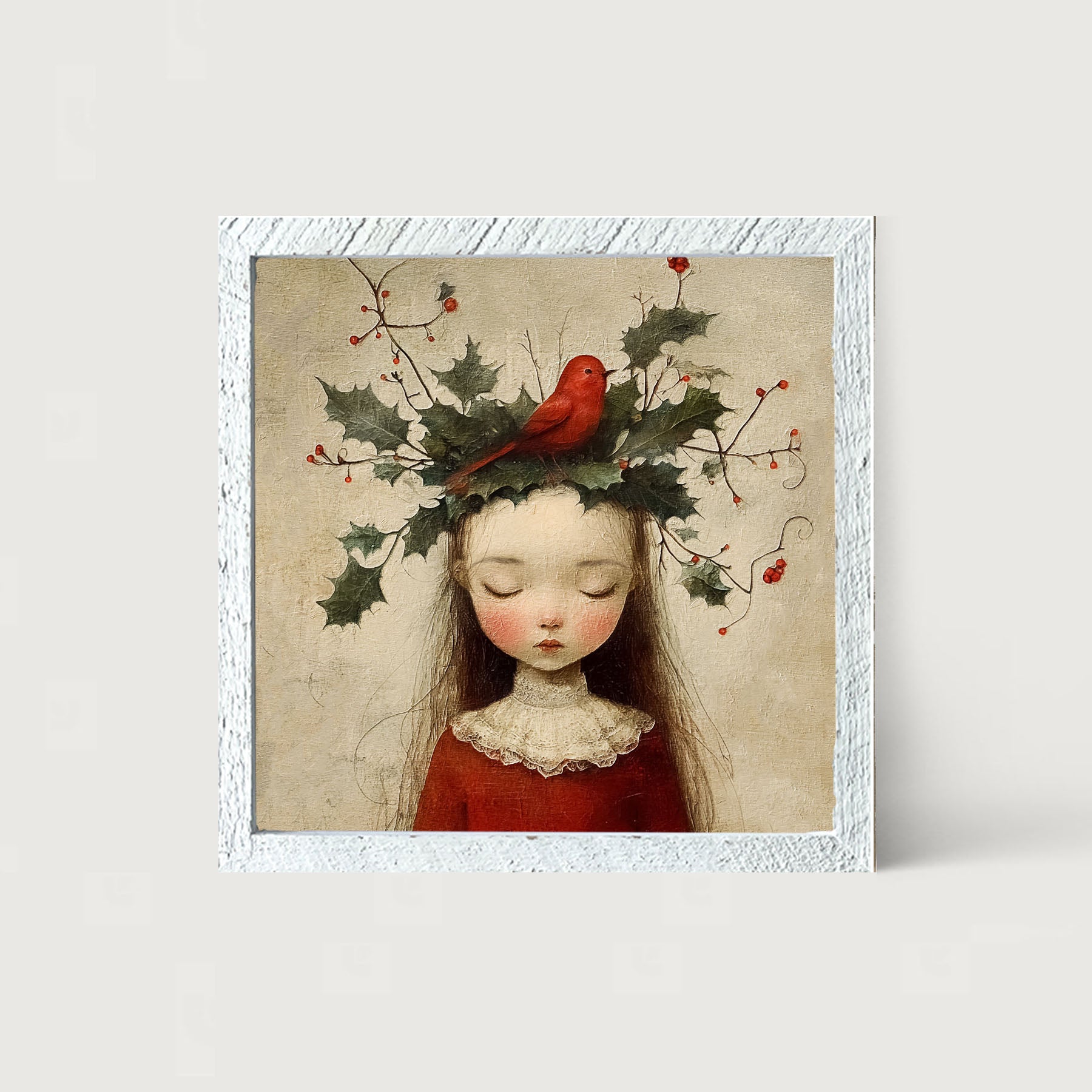 Christmas Girl with Cardinal
