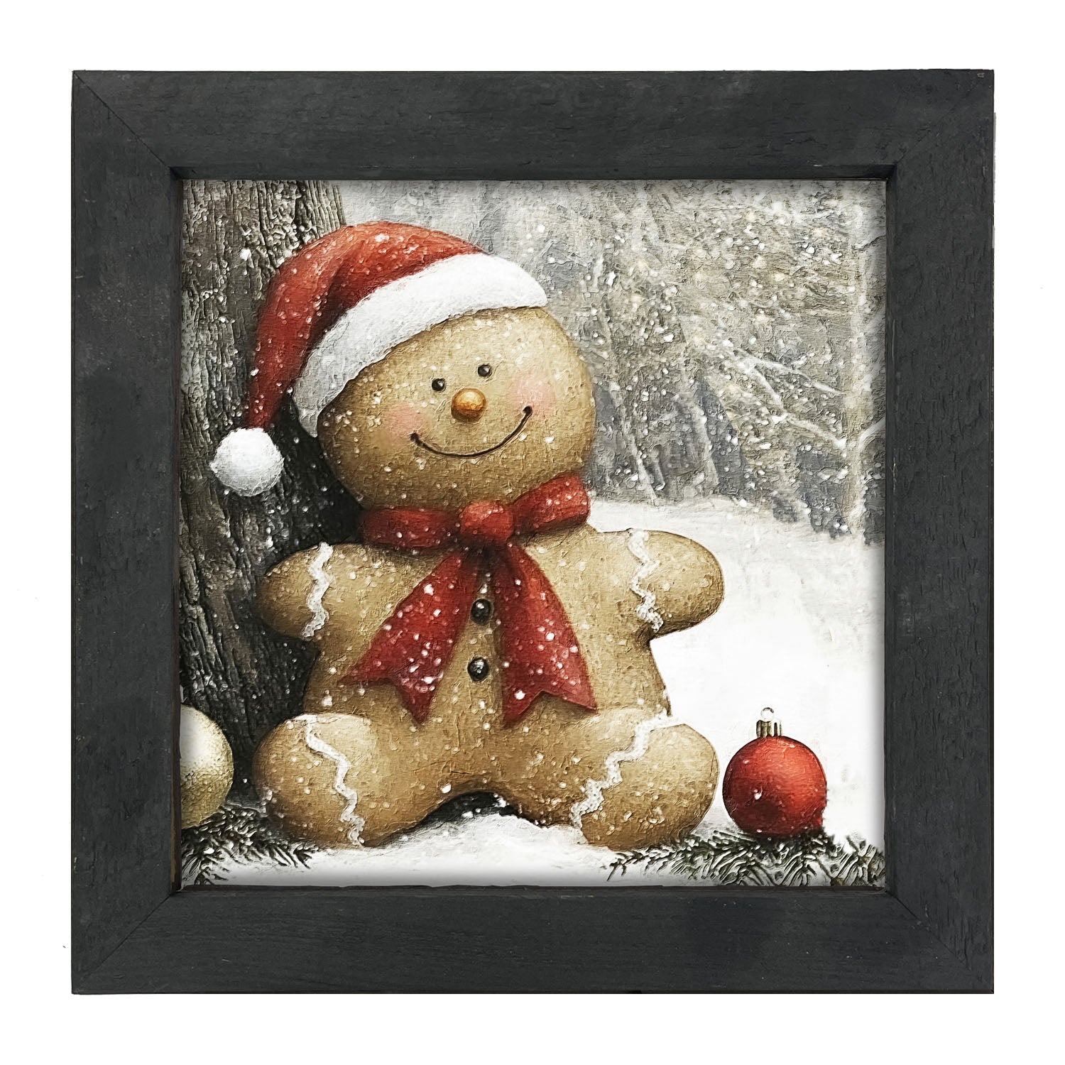 Snowy Gingerbread Man - Framed Art