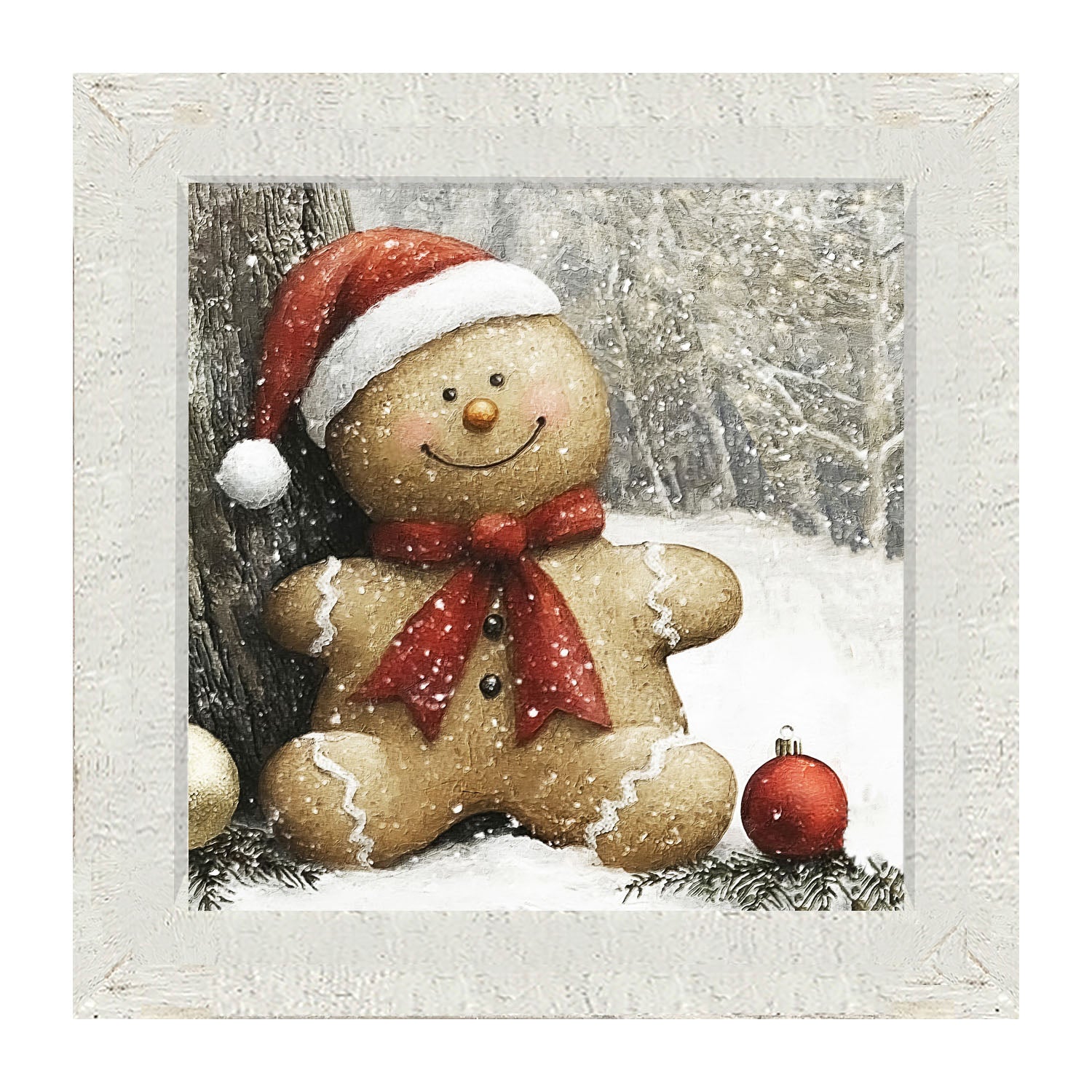 Snowy Gingerbread Man - Framed Art