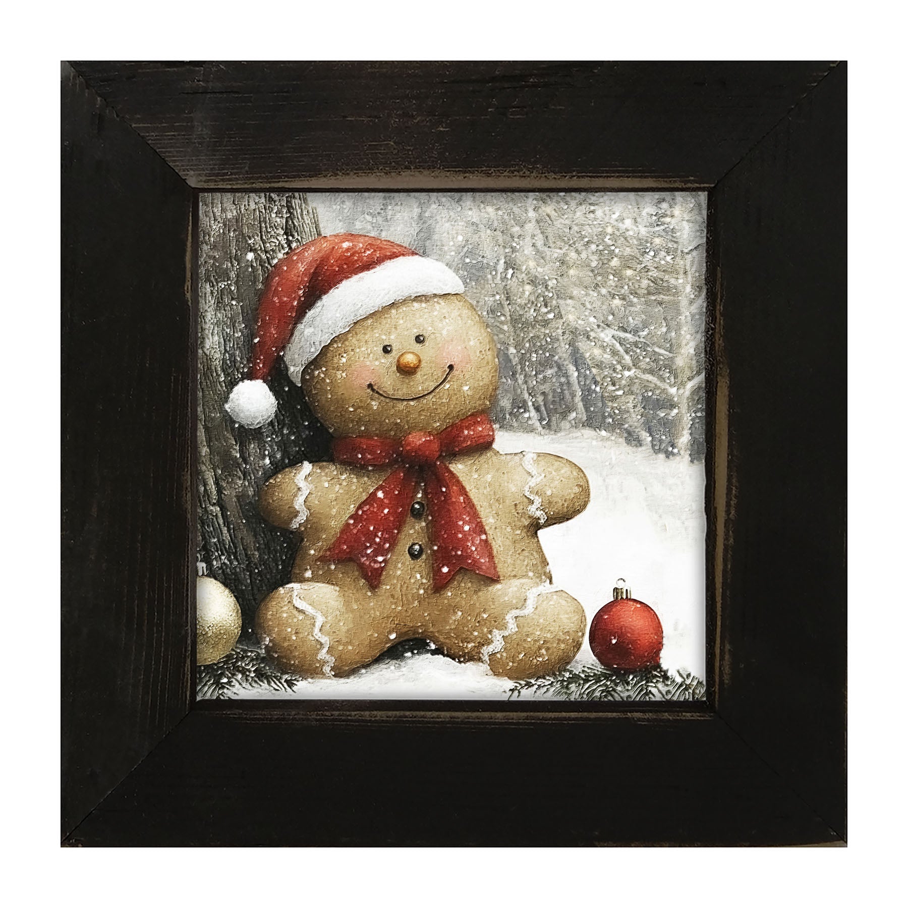 Snowy Gingerbread Man - Framed Art