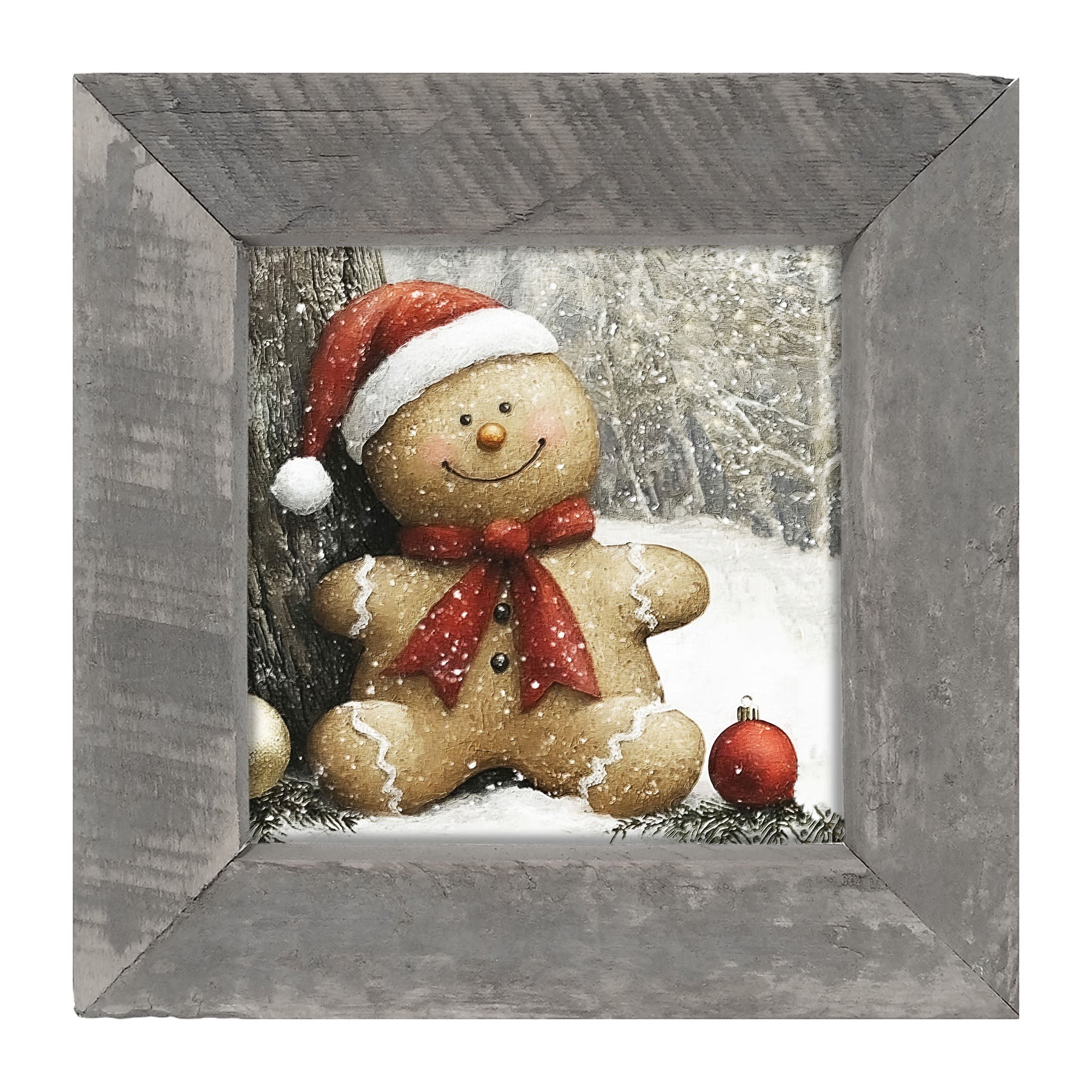 Snowy Gingerbread Man - Framed Art
