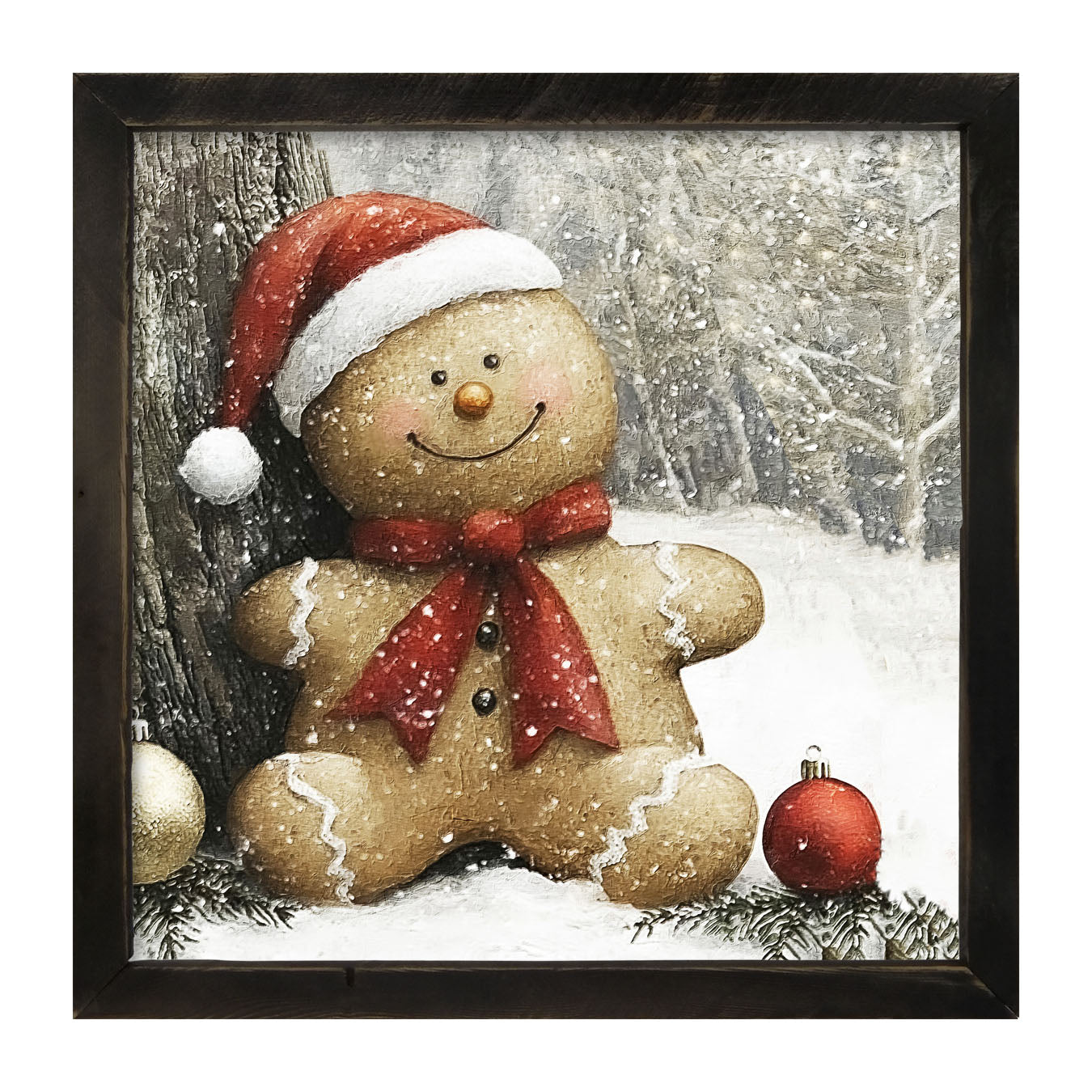 Snowy Gingerbread Man - Framed Art