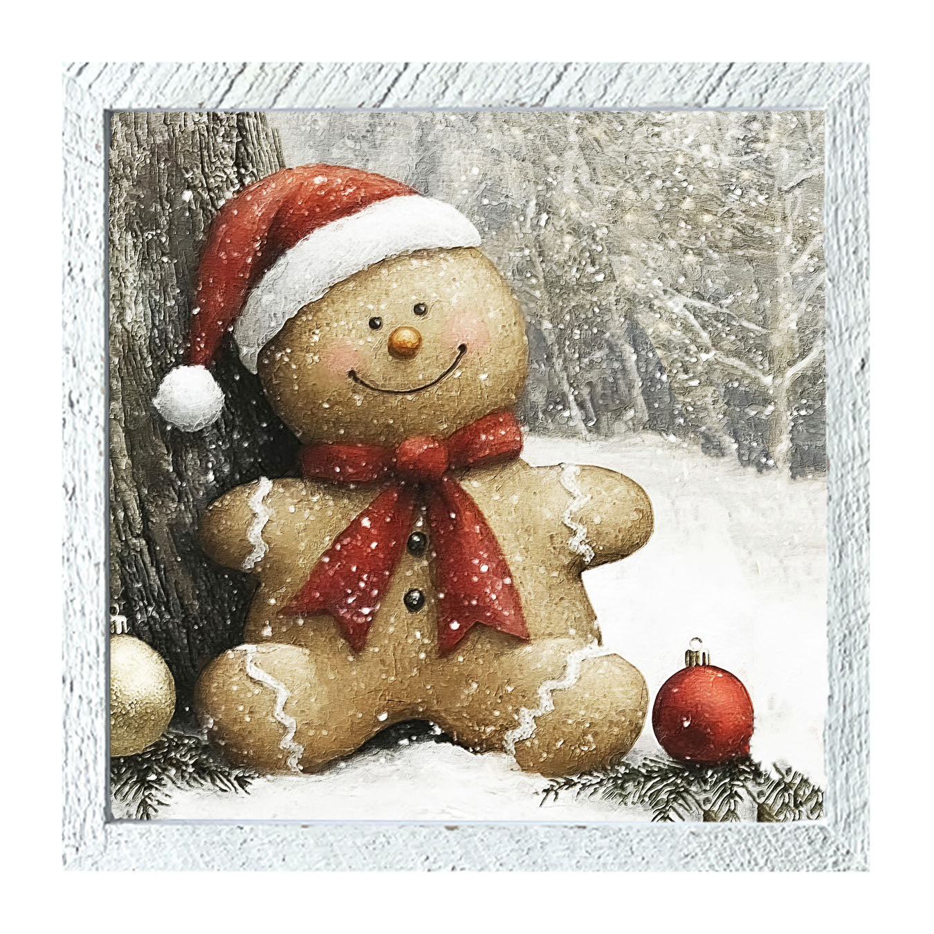 Snowy Gingerbread Man - Framed Art