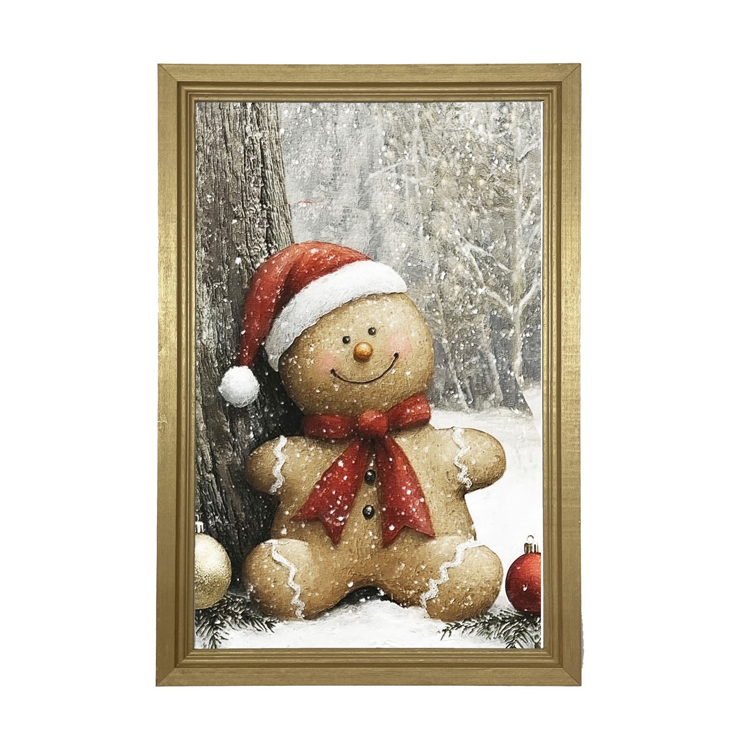 Snowy Gingerbread Man - Framed Art