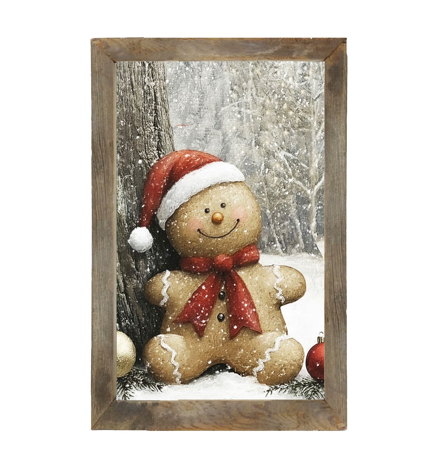 Snowy Gingerbread Man - Framed Art