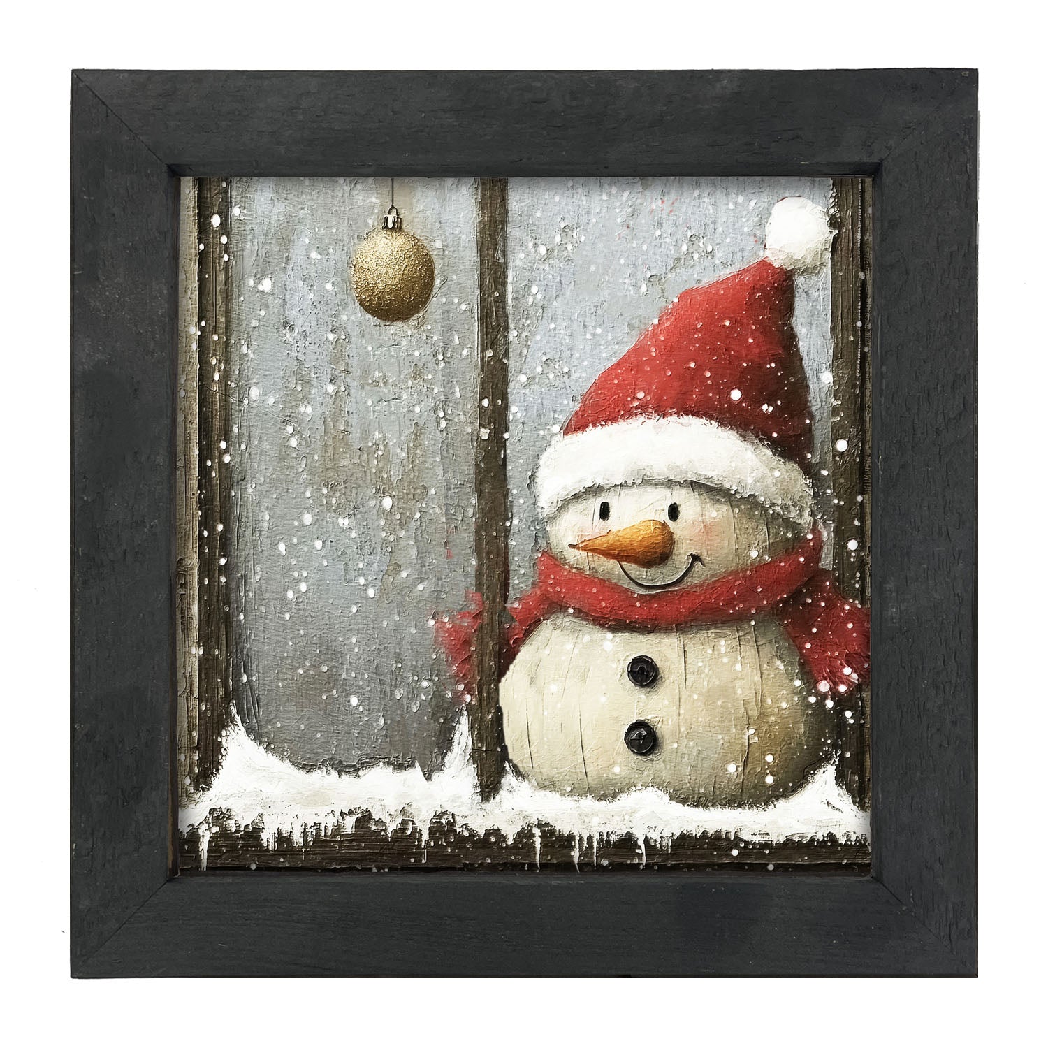 Snowman with Ornaments - Framed Art