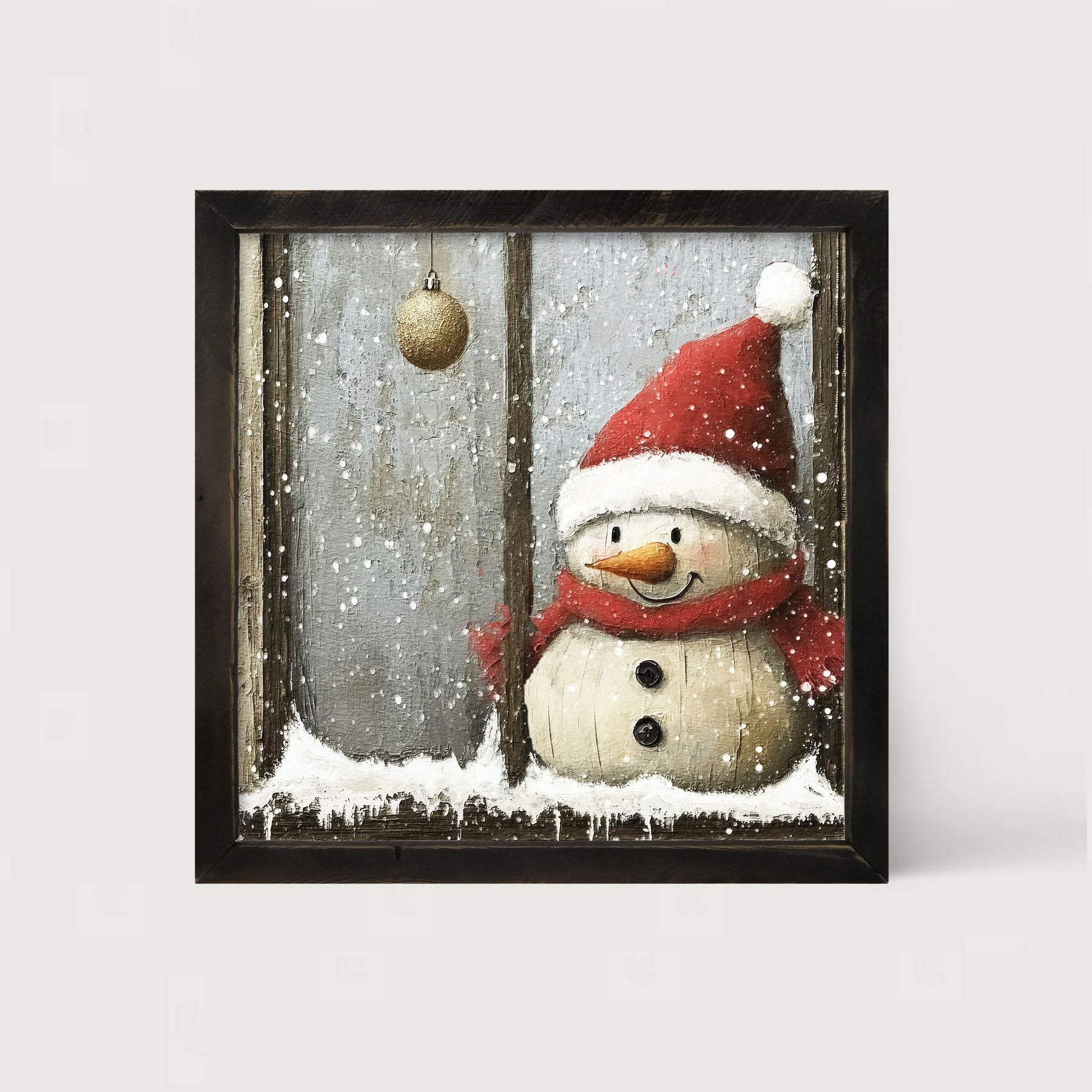 Snowman with Ornaments - Framed Art