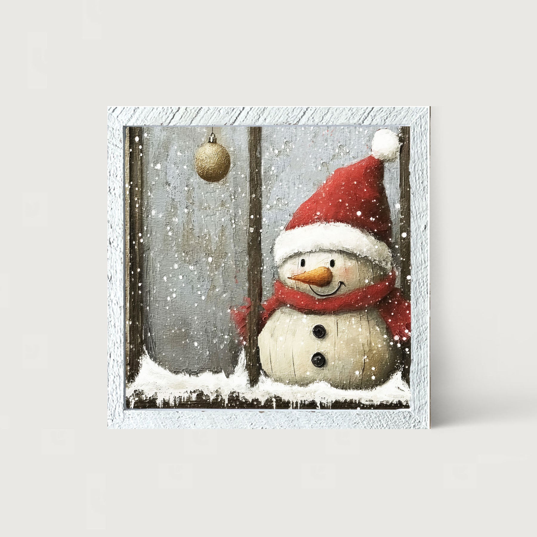 Snowman with Ornaments - Framed Art