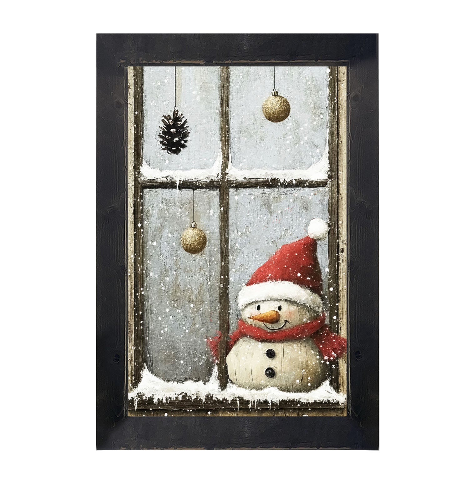 Snowman with Ornaments - Framed Art
