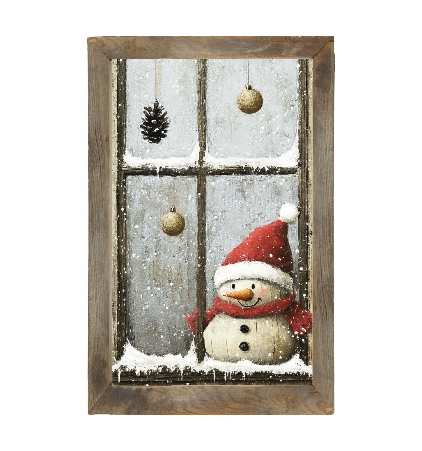 Snowman with Ornaments - Framed Art