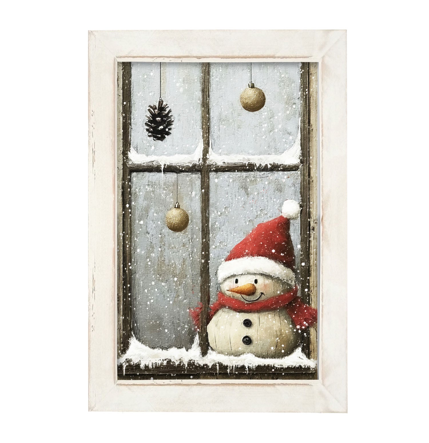 Snowman with Ornaments - Framed Art