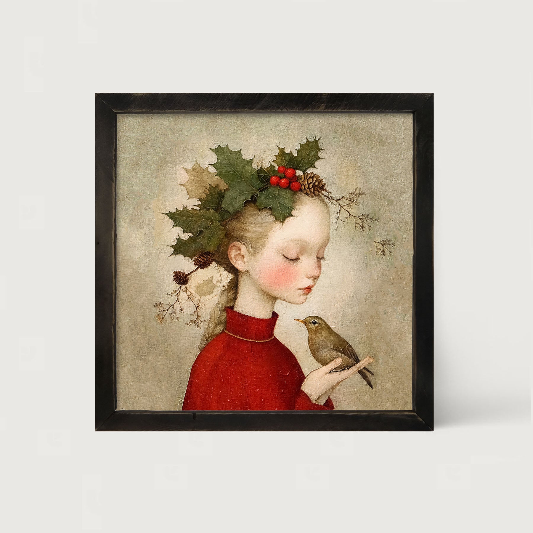 Girl with Holly and Bird
