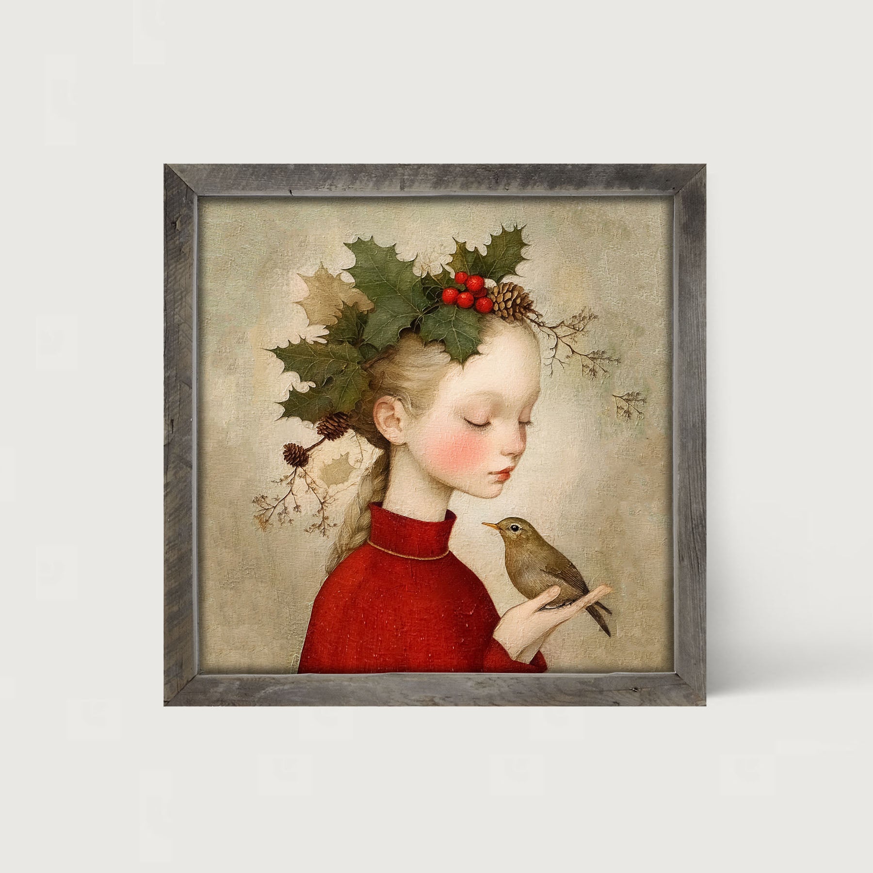 Girl with Holly and Bird