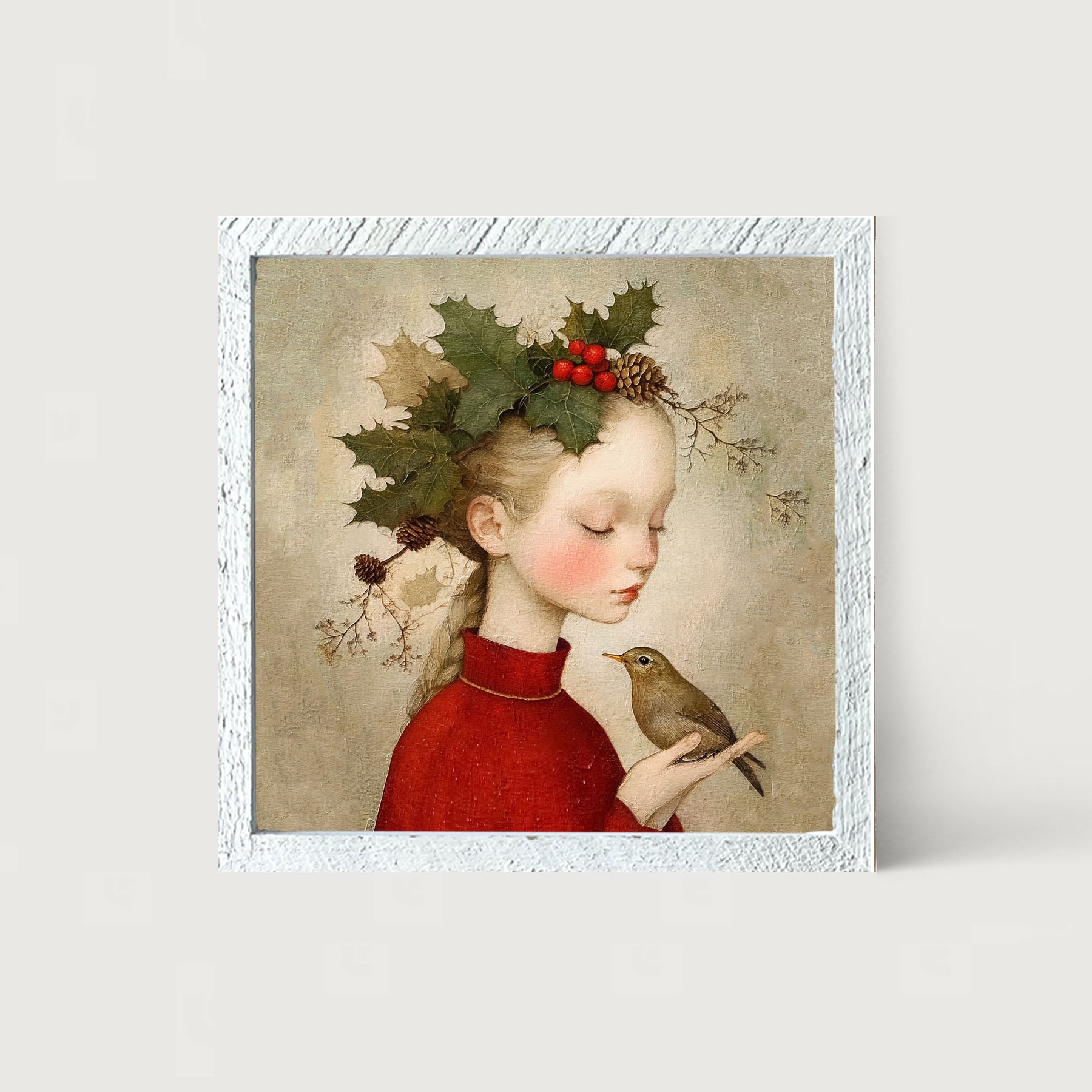 Girl with Holly and Bird