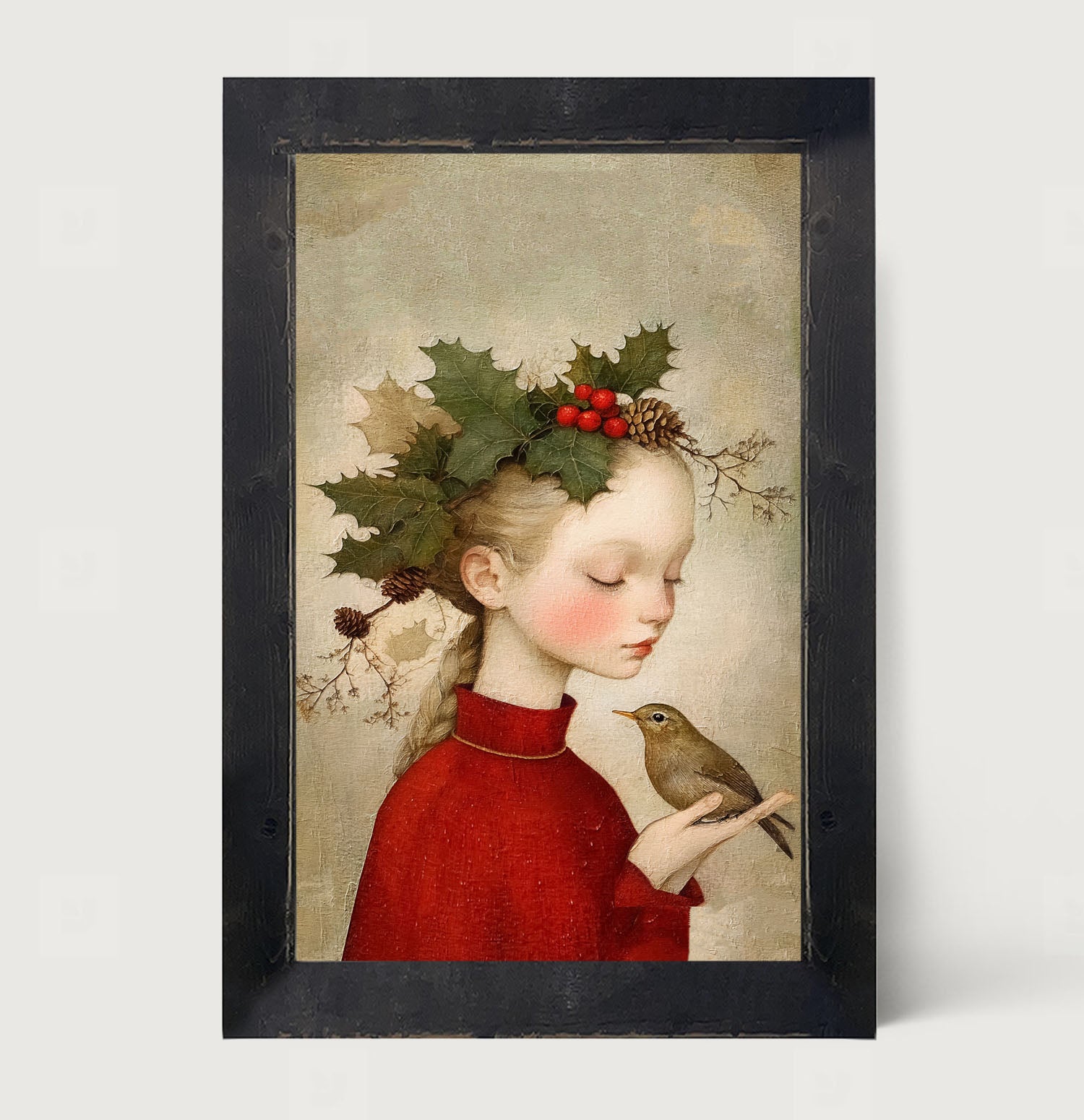Girl with Holly and Bird