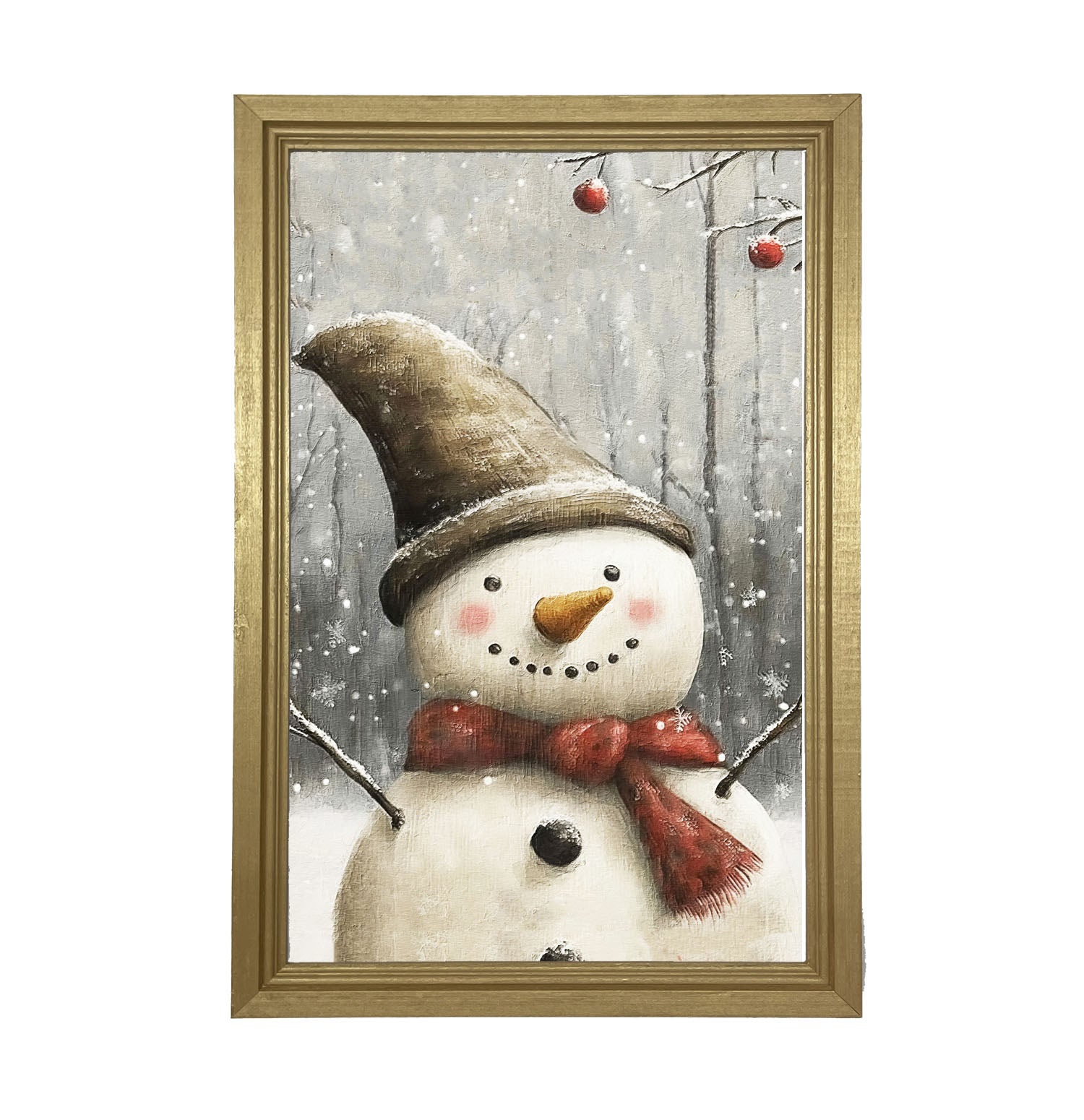 Happy Snowman with Ornaments - Framed Art