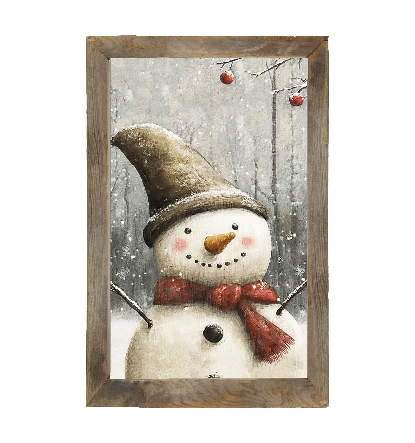 Happy Snowman with Ornaments - Framed Art