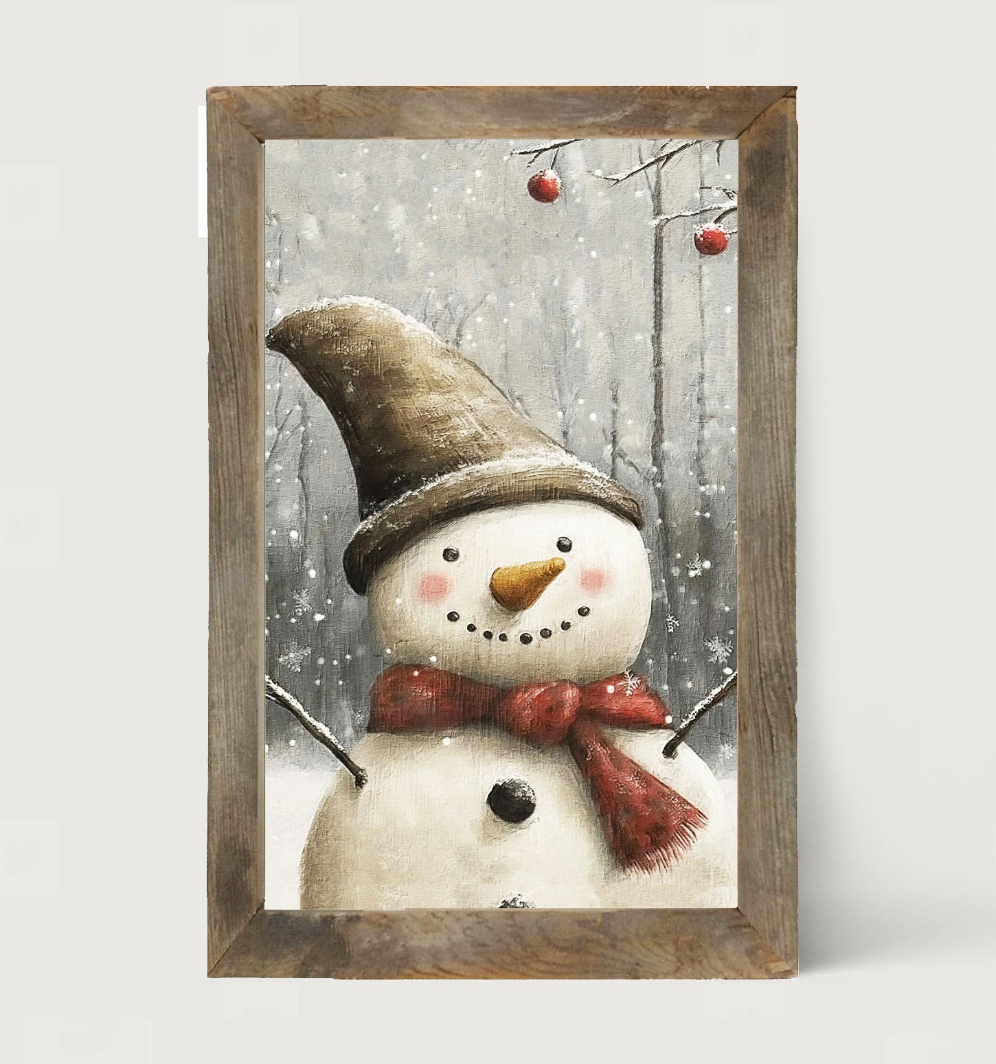 Happy Snowman with Ornaments - Framed Art