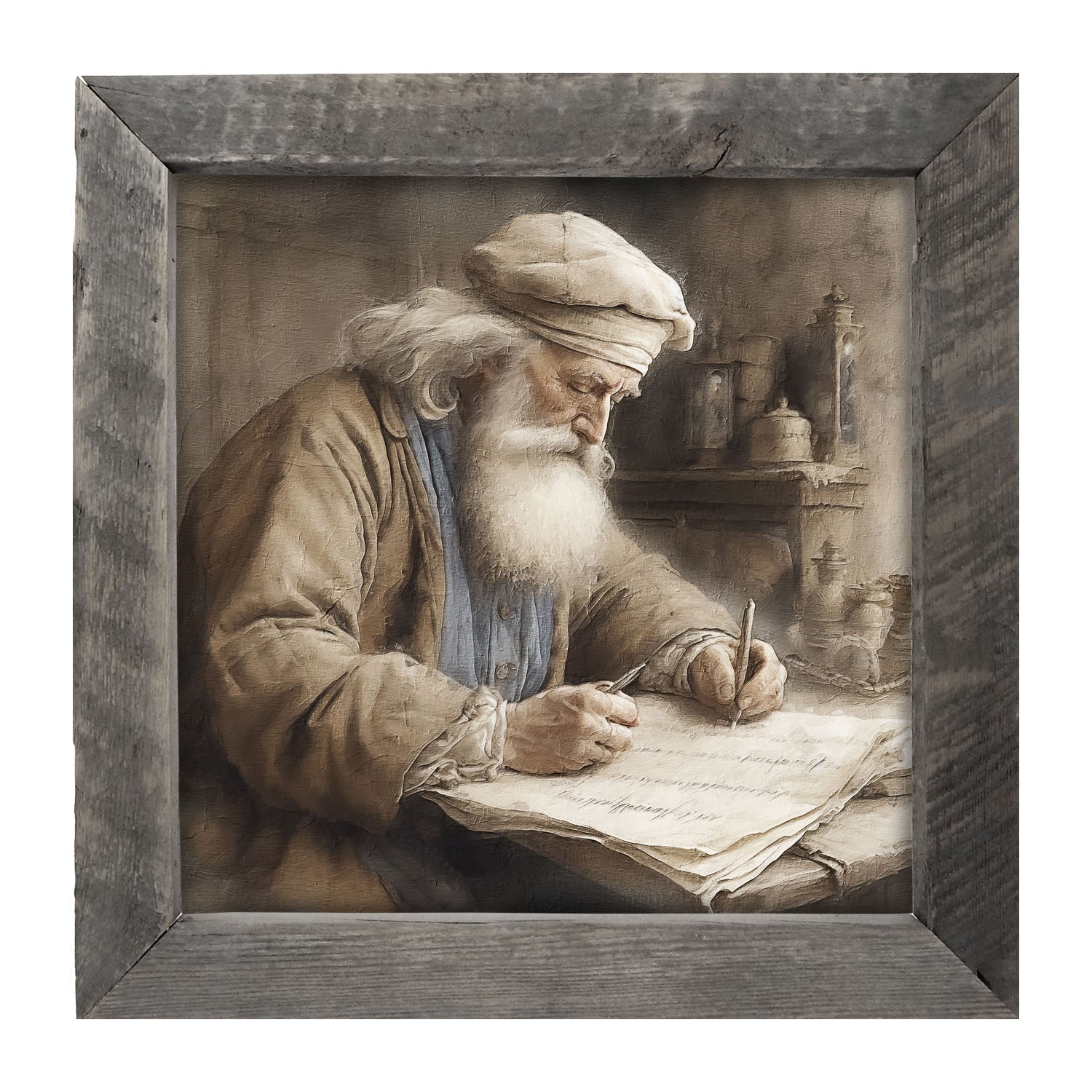 Santa Checking his List - Framed art